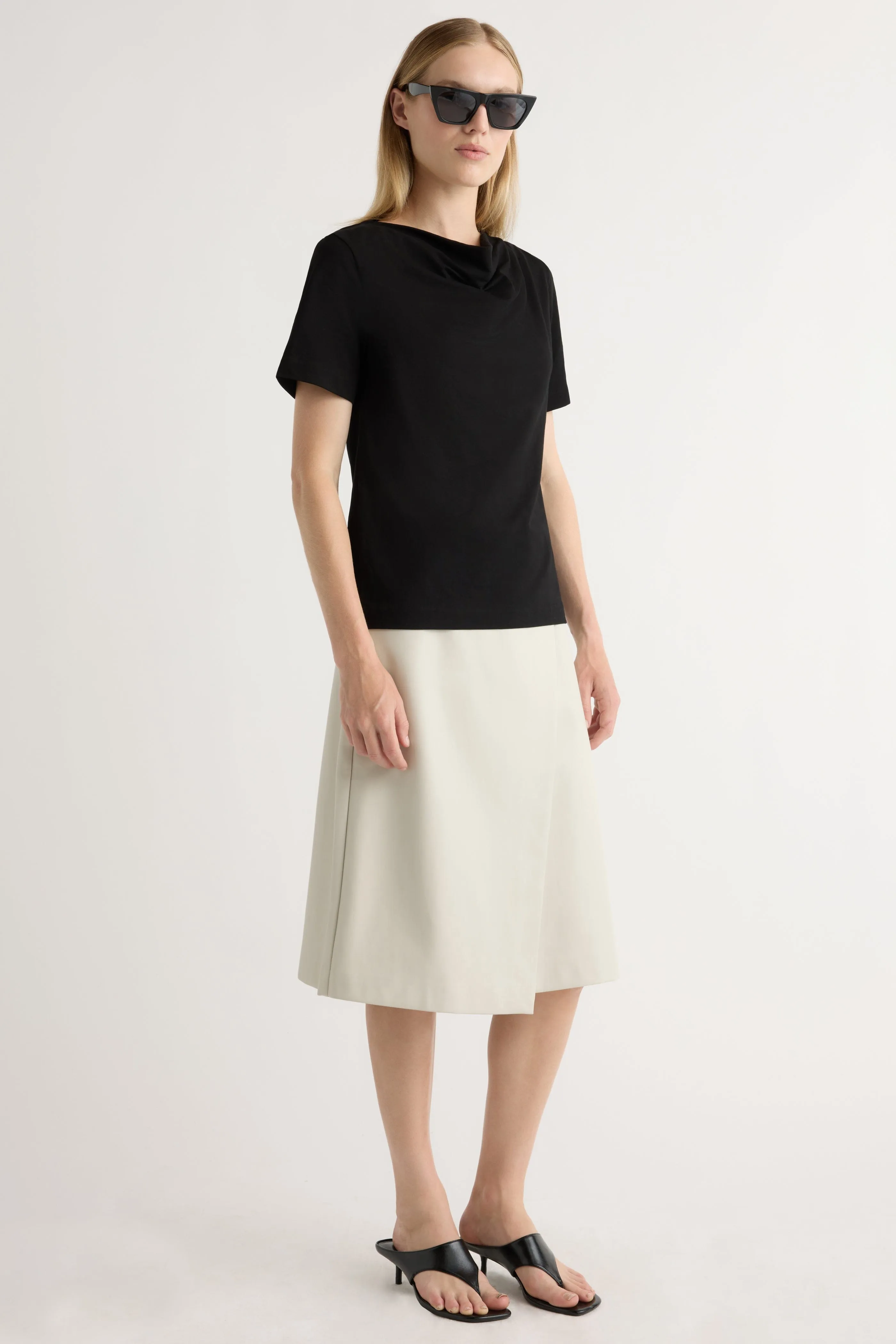 Alba Asymmetric Vegan Leather Skirt Smooth Edging