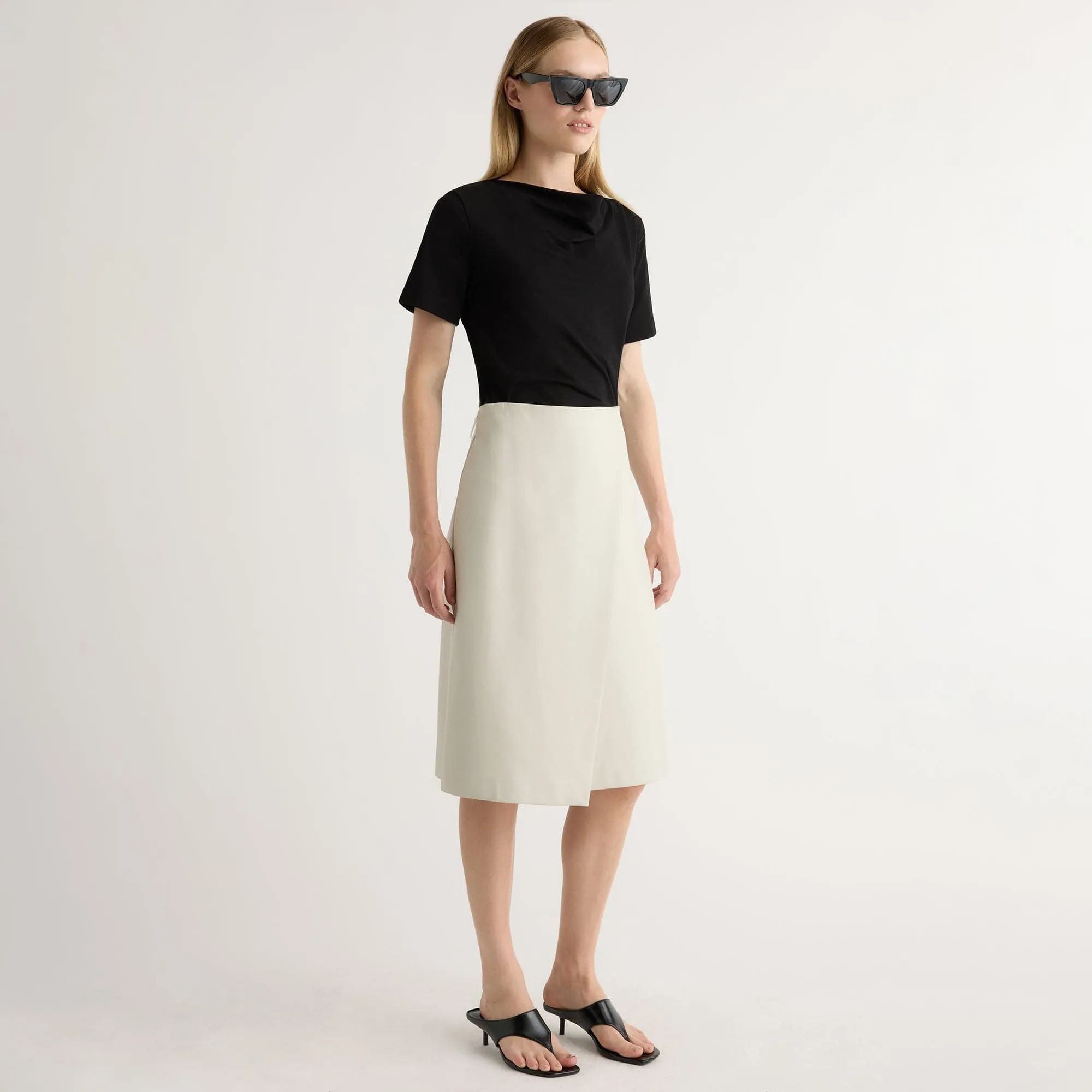 Tailored Cut quick dry Alba Asymmetric Vegan Leather Skirt