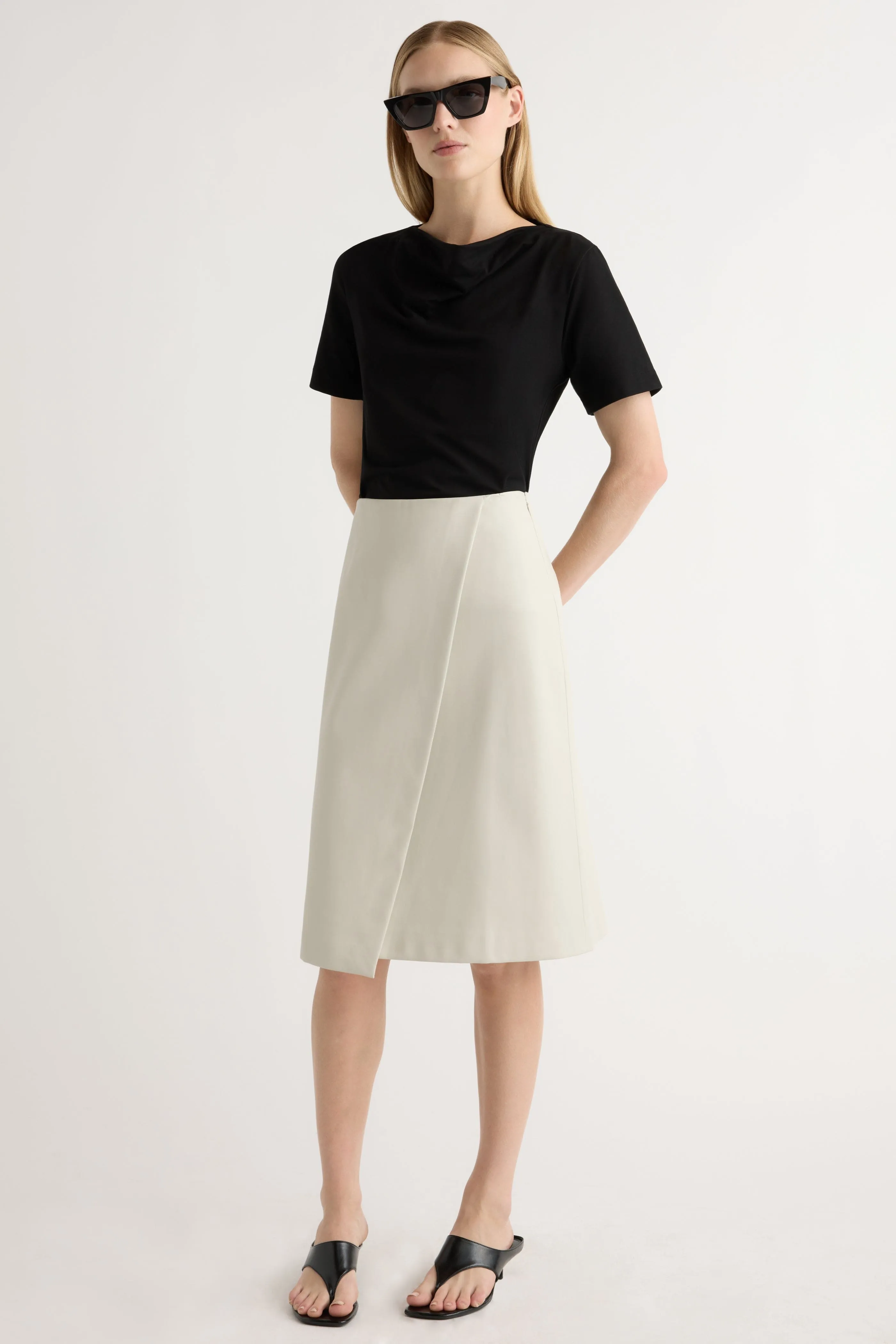 raw hem UV Protection Alba Asymmetric Vegan Leather Skirt