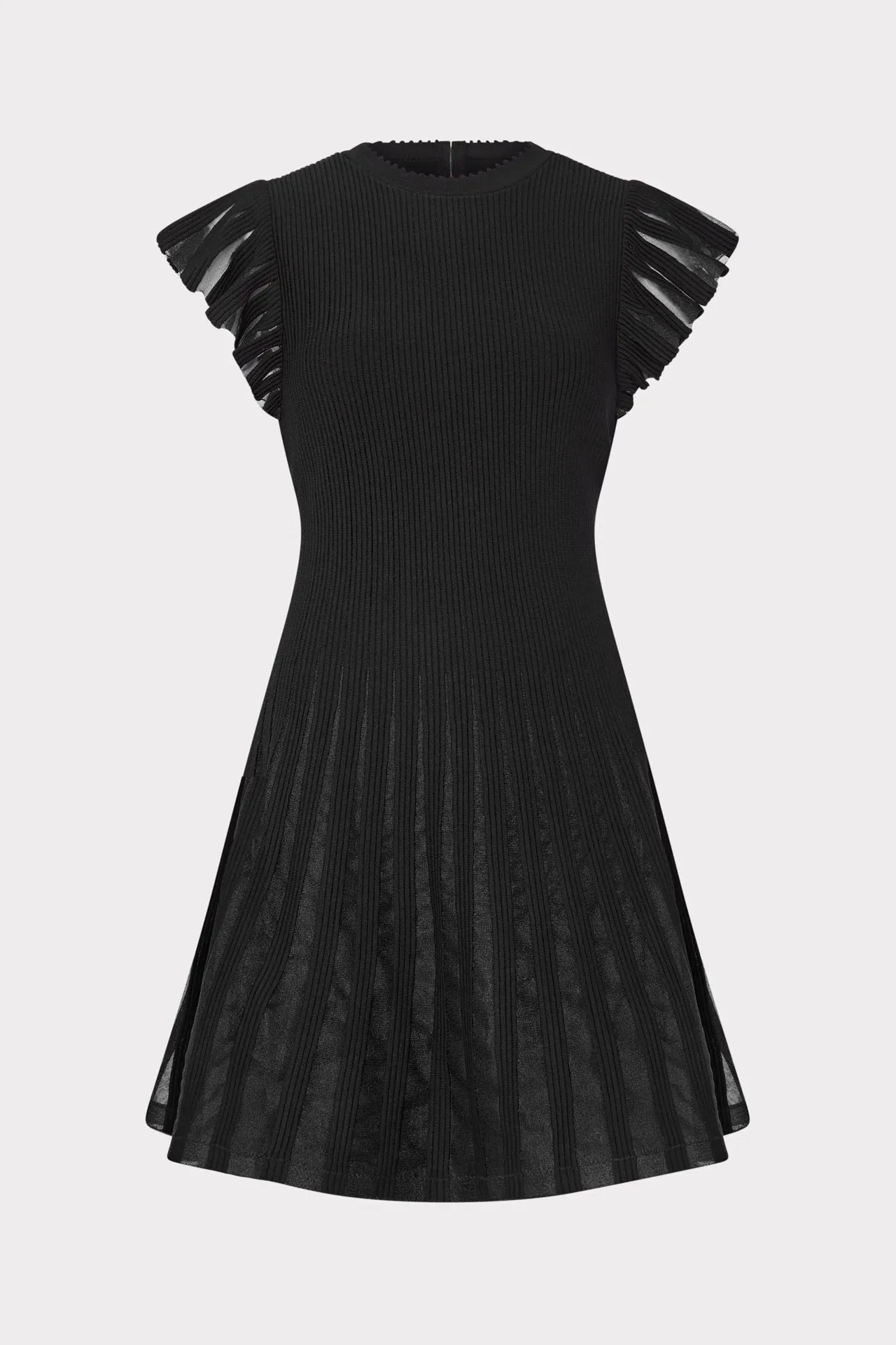 Sheer Flutter Sleeve Knit Mini Dress Smart and Sleek Timeless Layer