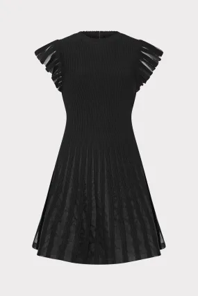 Sheer Flutter Sleeve Knit Mini Dress Smart and Sleek Timeless Layer