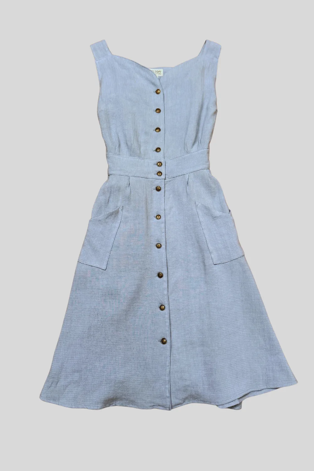 Fit Focused Hidden Zipper Sheet Dress in BB Blue Texture Cotton