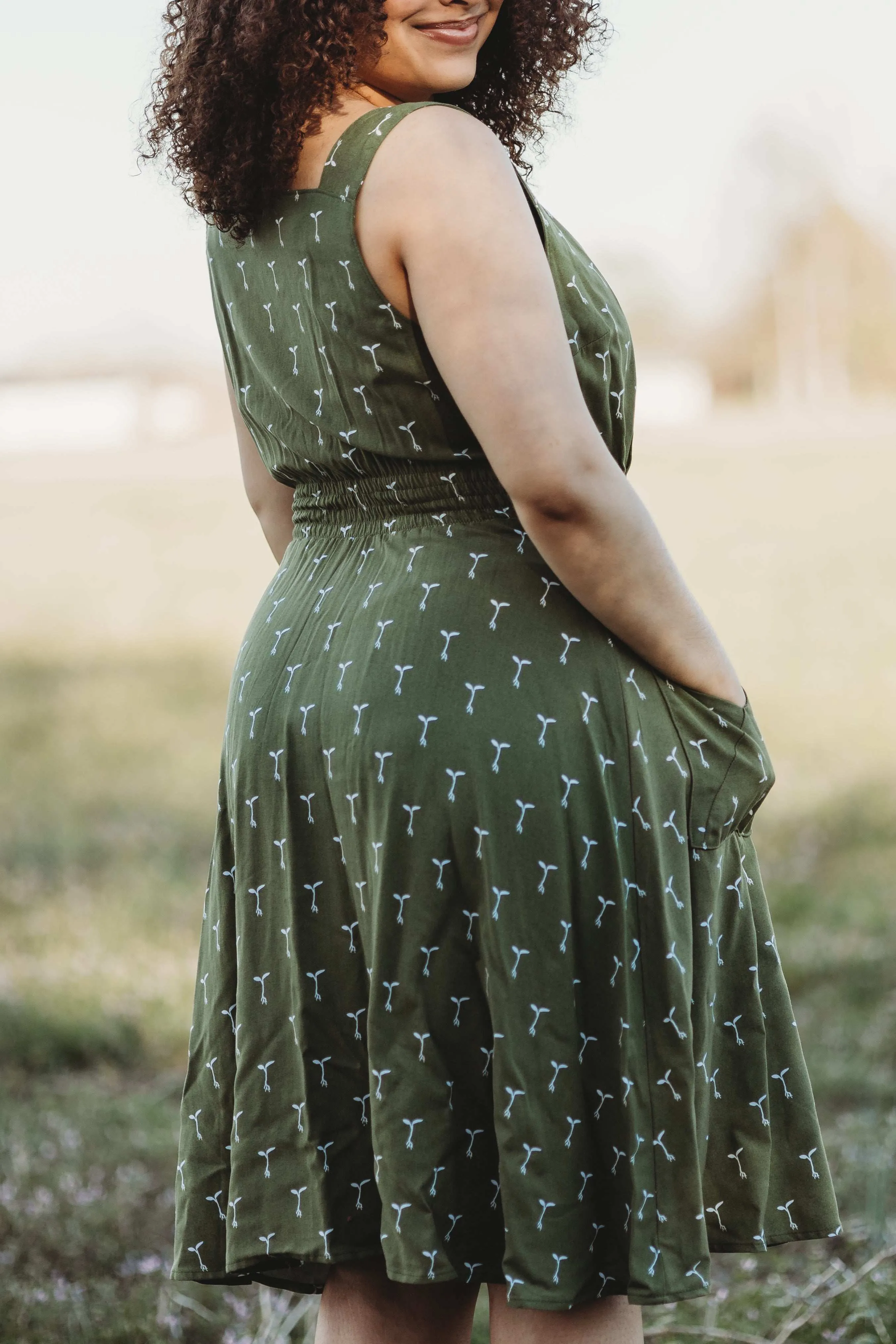 Calm Energy and Effortless fit dress. Sheet Dress in Green Sprout