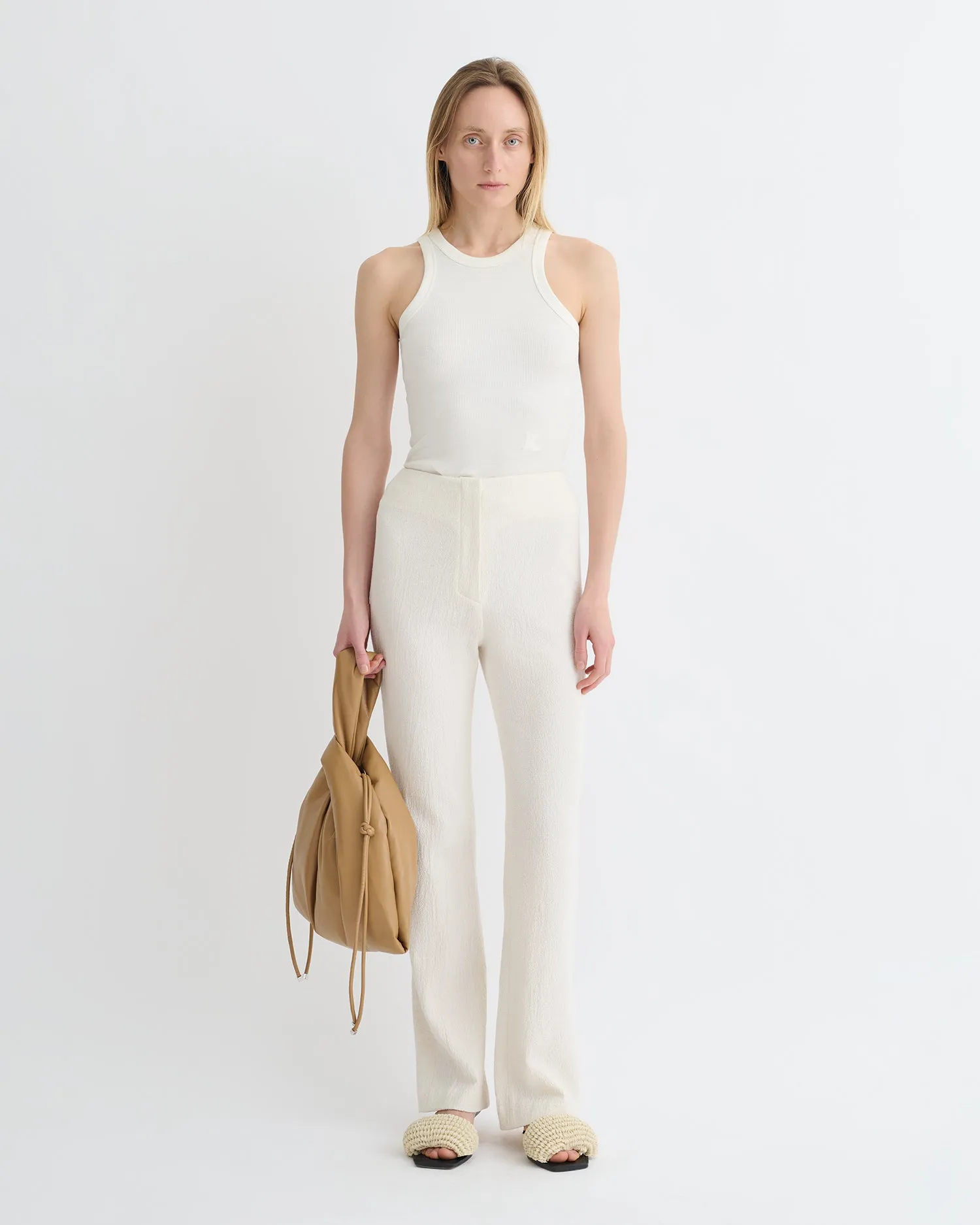 Shera - Crepe Melange Pants - Creme hypoallergenic material