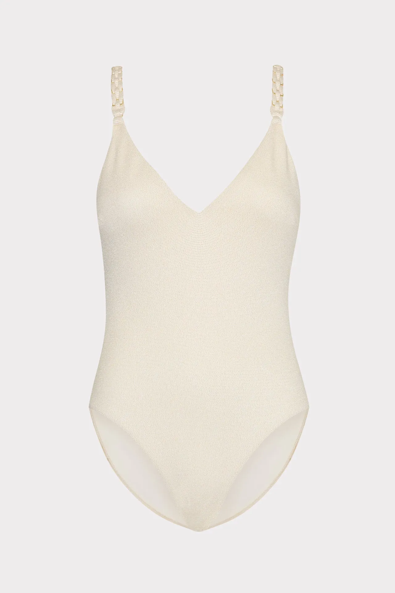 Soft Elasticity Coastal Style Shimmer Texture Braided One Piece