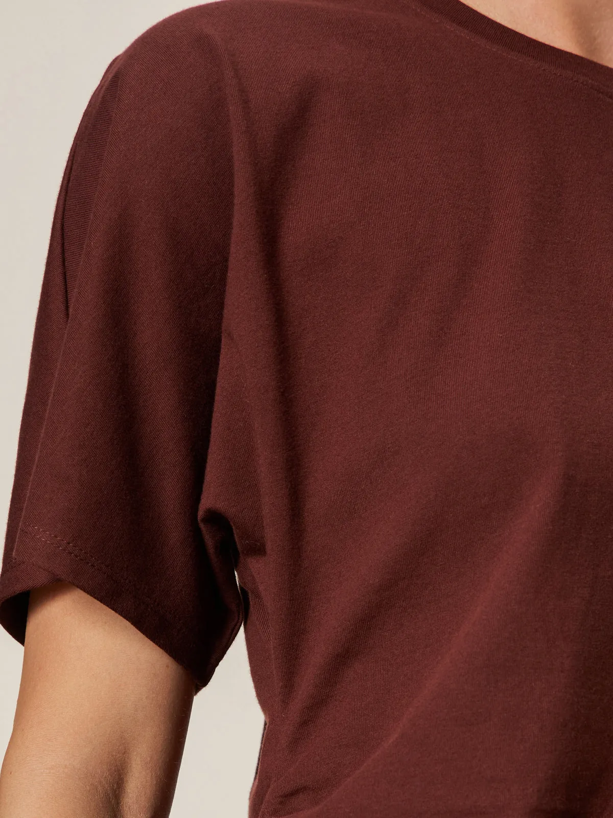 Shirred Waist Dolman Tee Chicory MicroPerforated Details