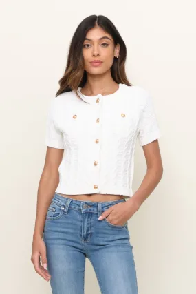 All Season Wear Fabric Short Sleeve Cable Knit Sweater