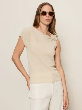 petite size Soft and Relaxed Shoulder Twist Top Heather Pearl