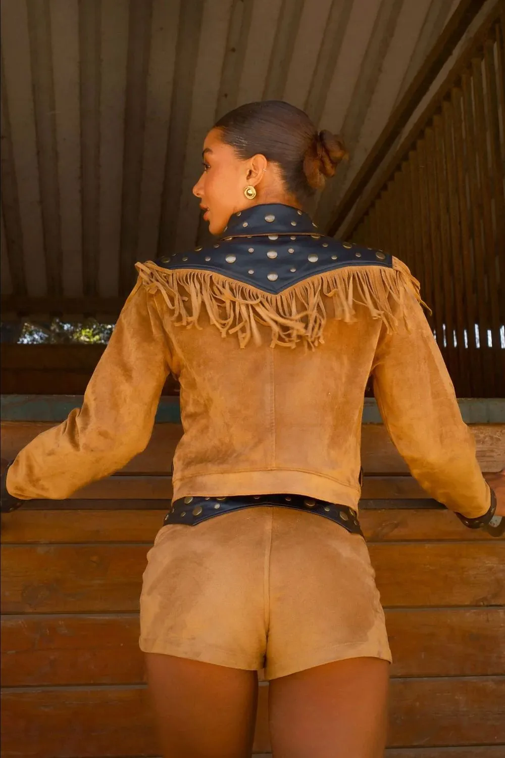 Show Me Your Mumu - Wilson Shorts Trendy Cardigan Compact Weave Fabric