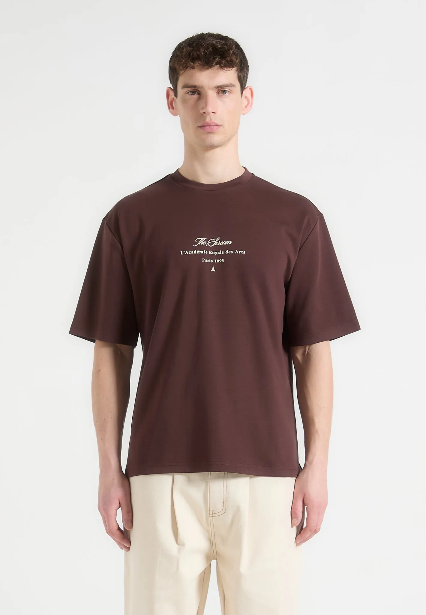 Embroidered Detail hypoallergenic material The Scream - T-Shirt - Brown