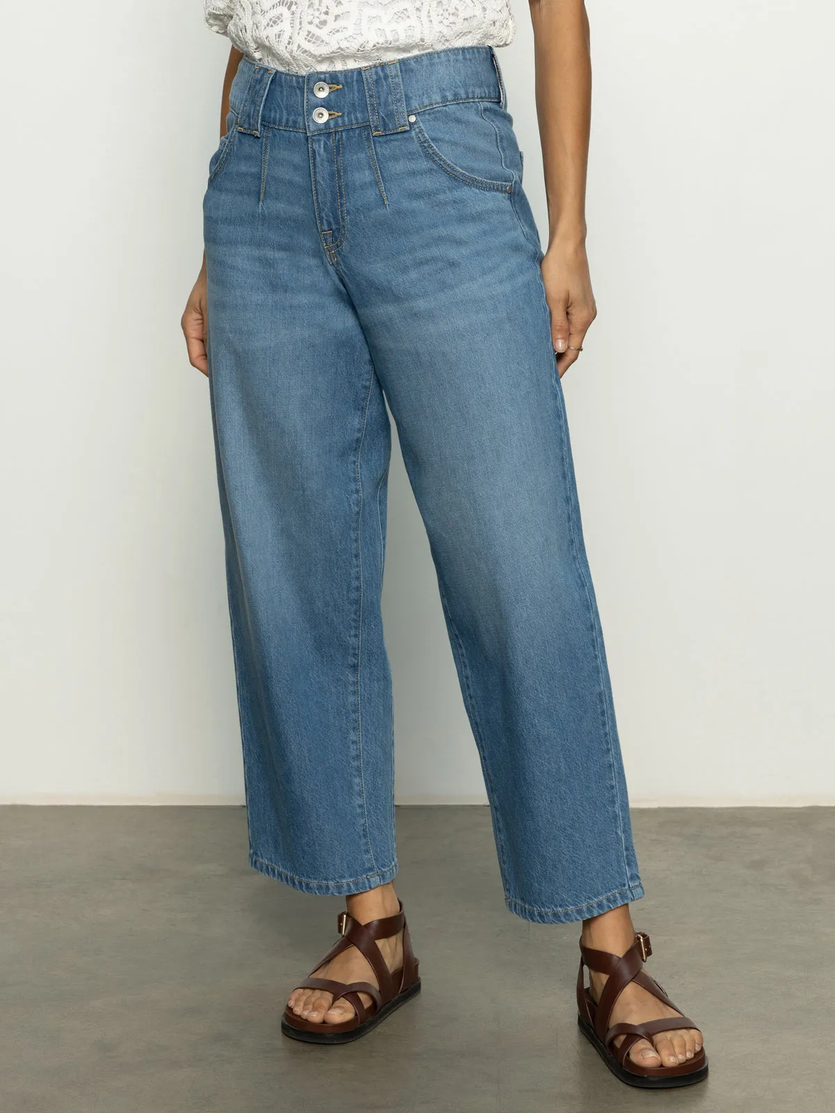 Side Car Semi High Rise Barrel Jeans Line Dance Versatile Style