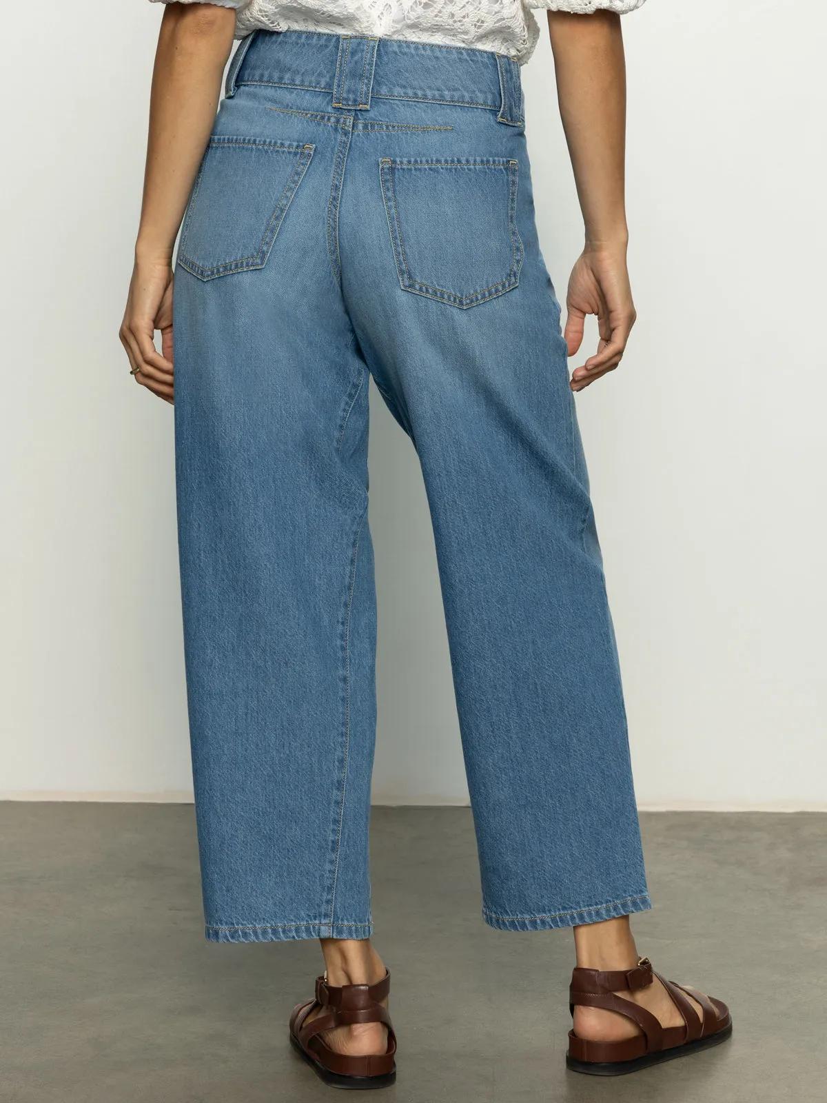 Side Car Semi High Rise Barrel Jeans Line Dance Casual Office