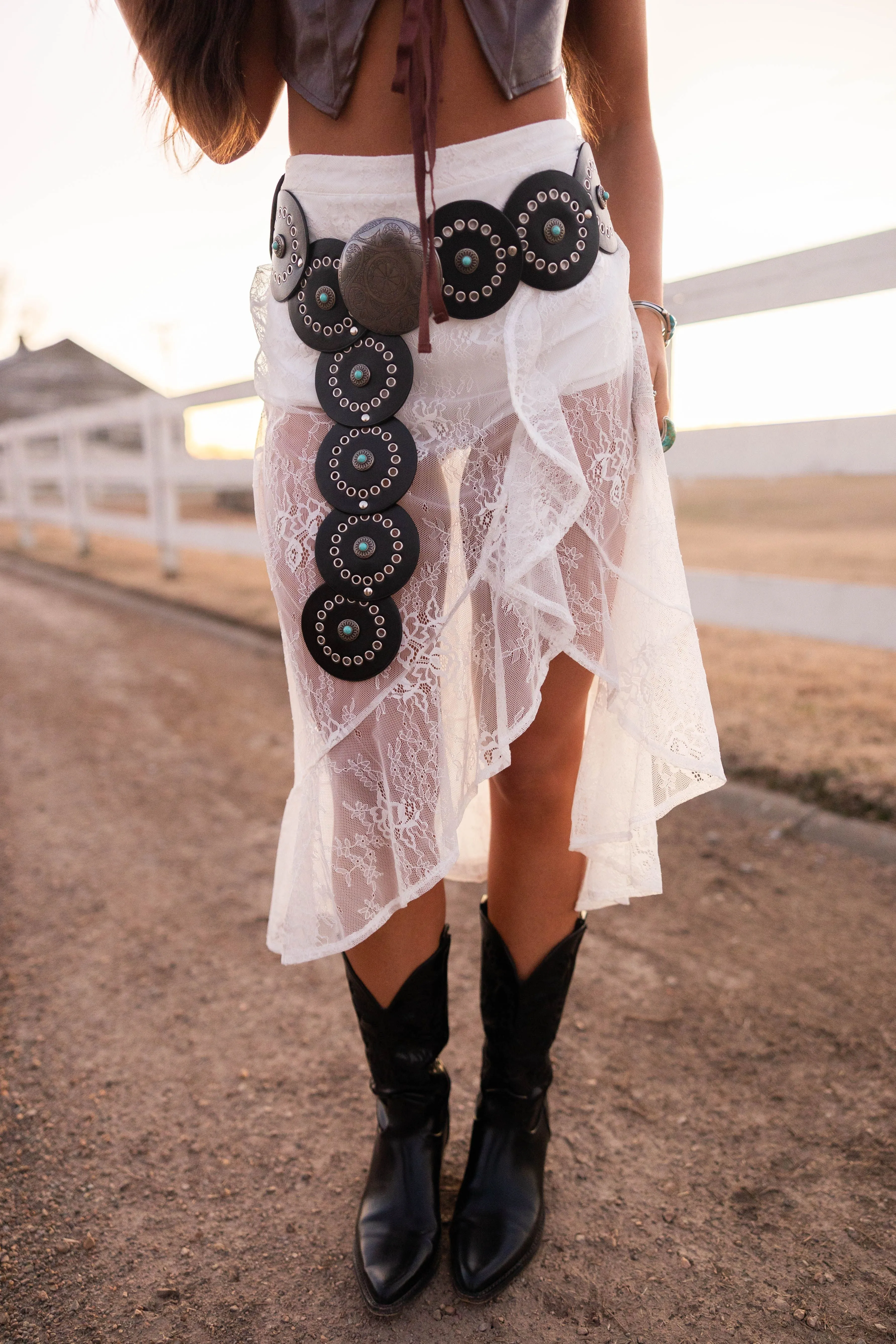SeamFreeShoulder Sierra Lace Maxi Skirt - White