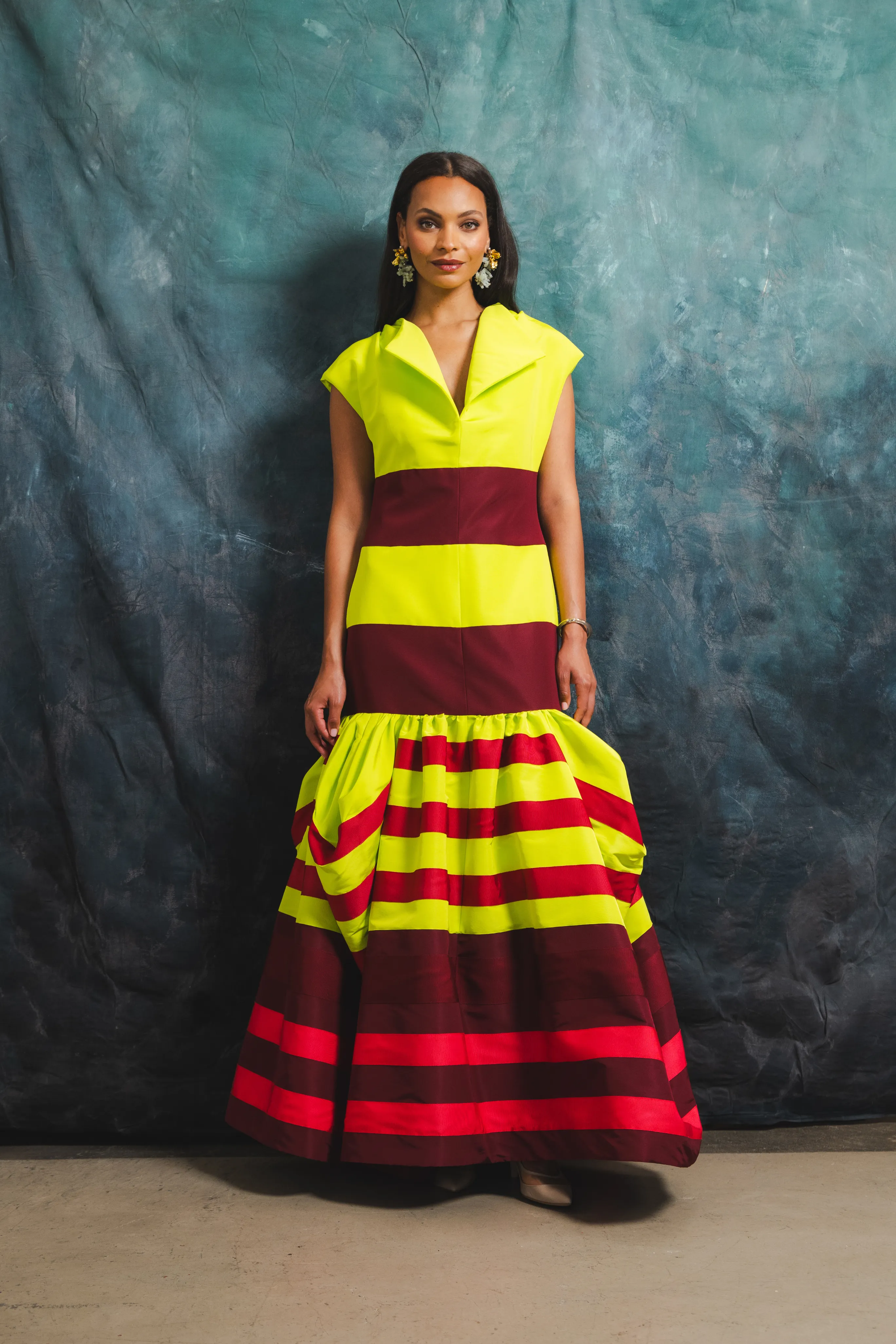 Soft Cotton Blend Hypoallergenic fabric Silk Colorblock Peel Umbrella Gown