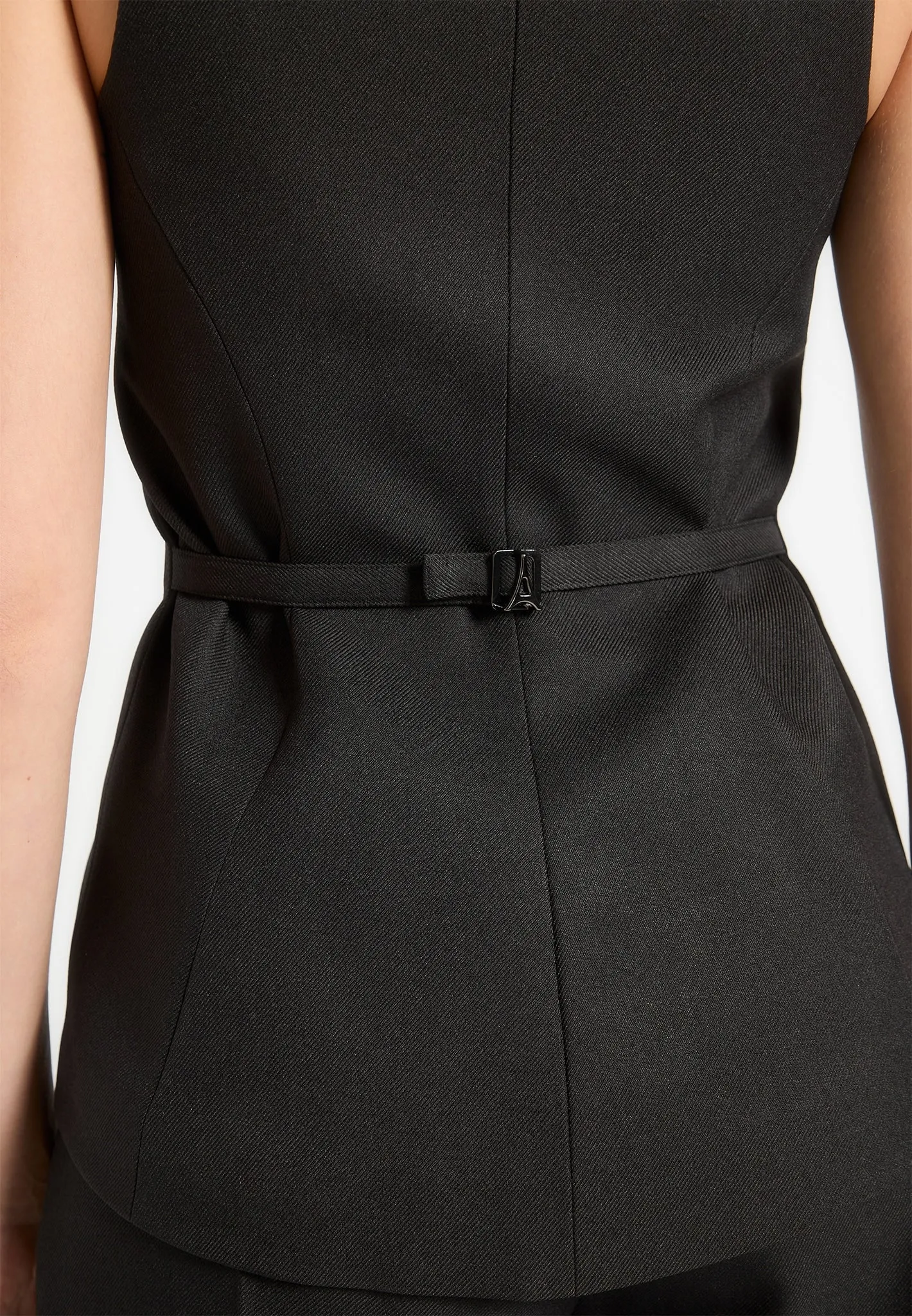 Casual Elegance Simone - Cinch Waistcoat with Oversized Buttons - Black