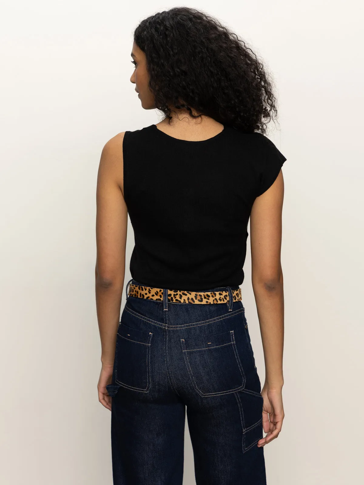 Loose Blouse Shoulder Twist Top Black