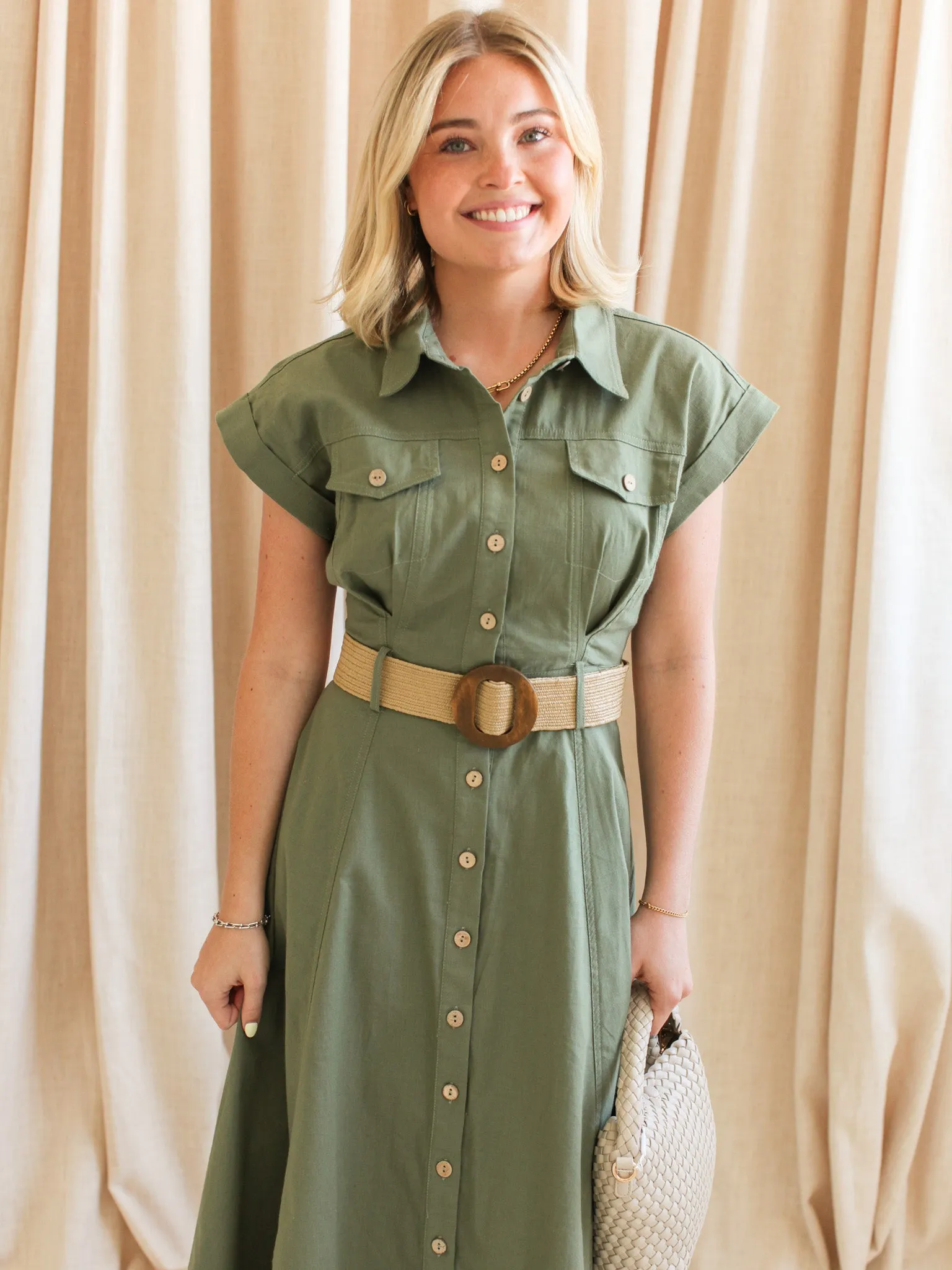 Feminine Energy Cool Touch Naomi Belted Midi Dress