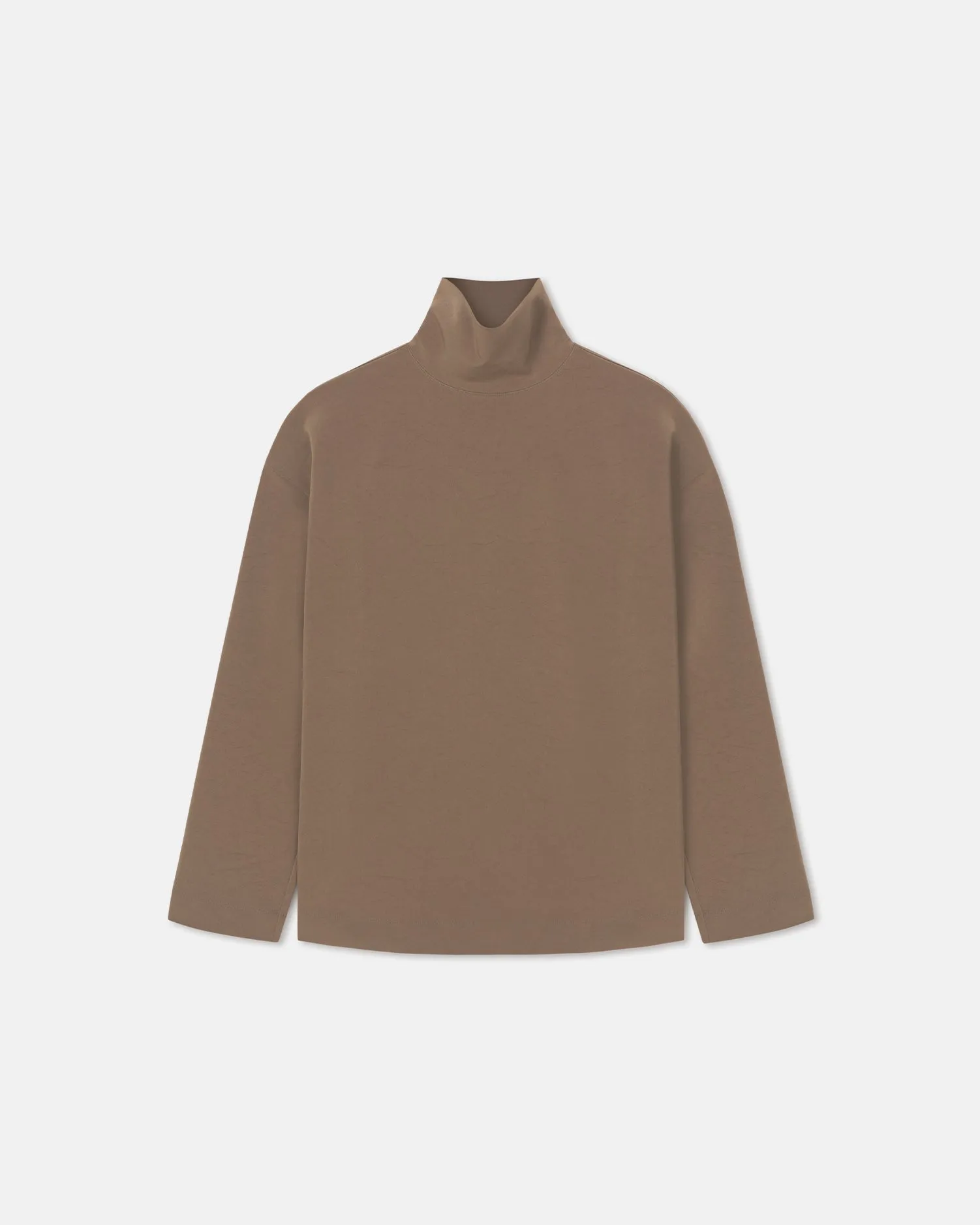 Non Closure Collar ContouredPanels Sitara - Paper Jersey Turtleneck Top - Brown