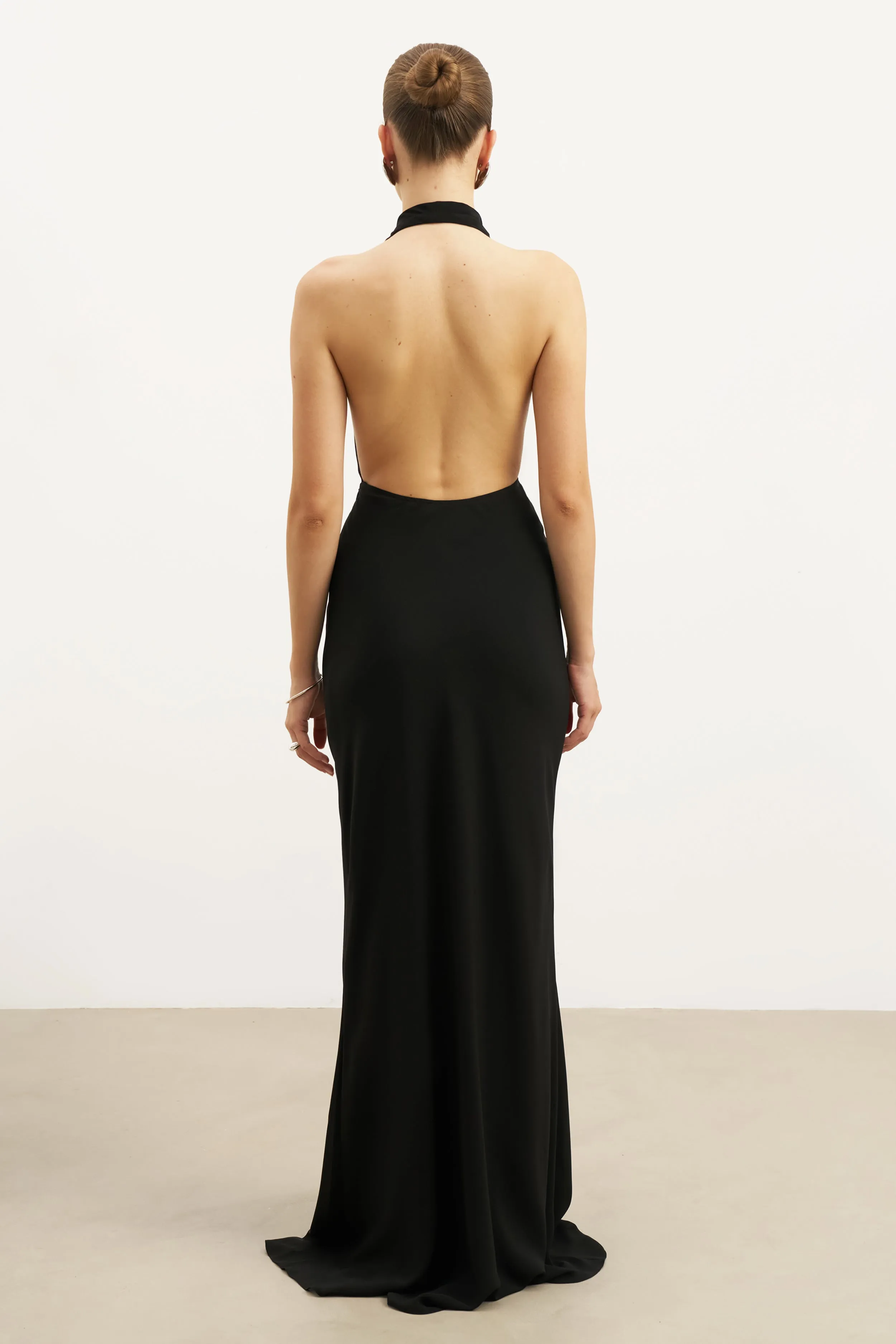 Effortless Fit Chiffon Plunging Cowl Neck Maxi Dress - Black