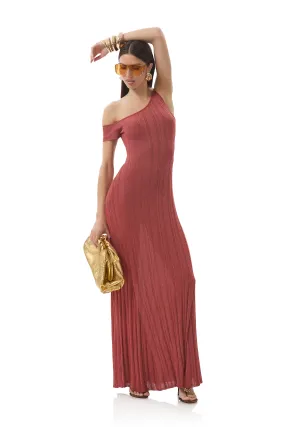 Soft Mesh Delicate Edge Hoda Dress - Rust