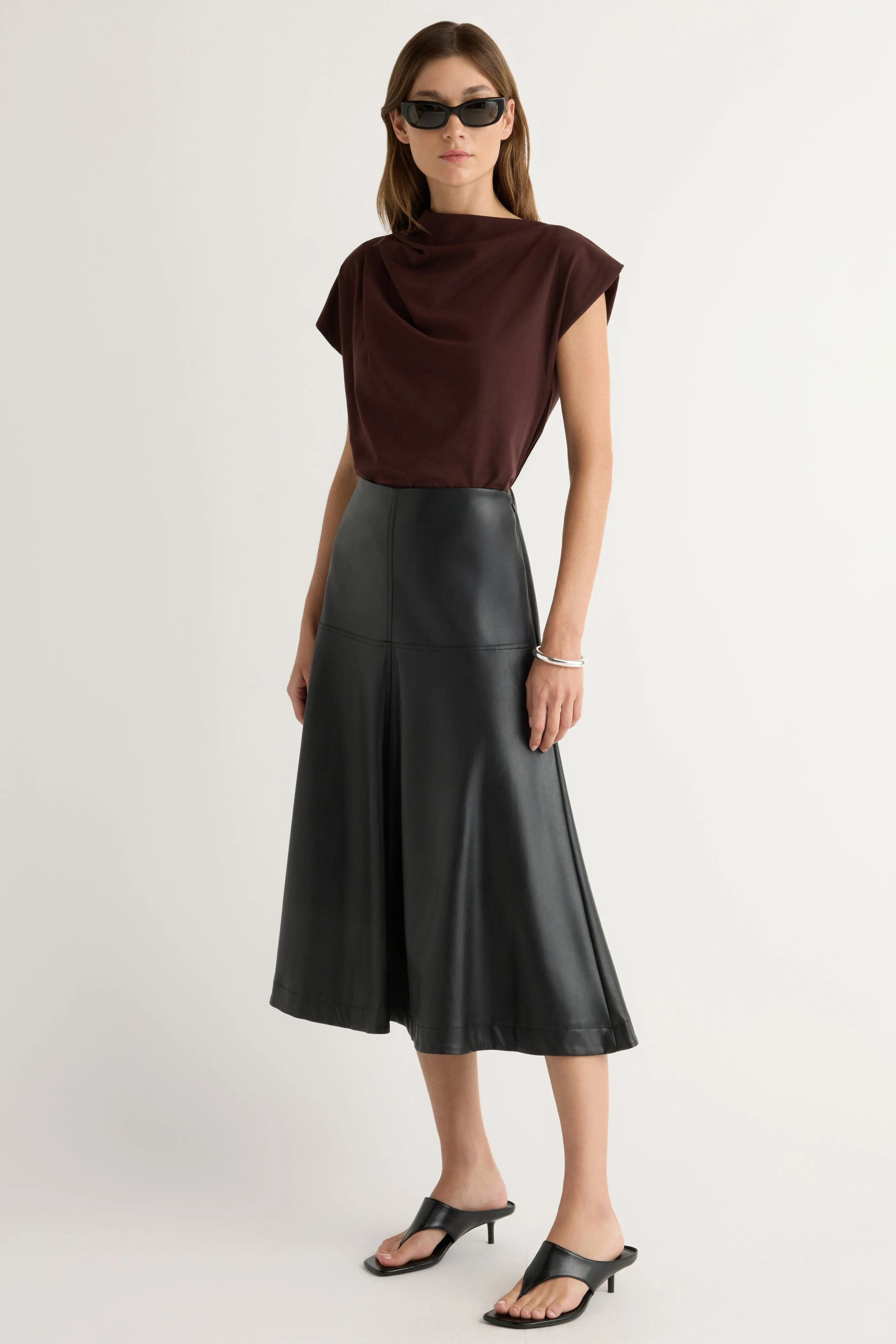 Minimal Vibes Spring Must Have Harley A-Line Vegan Leather Skirt