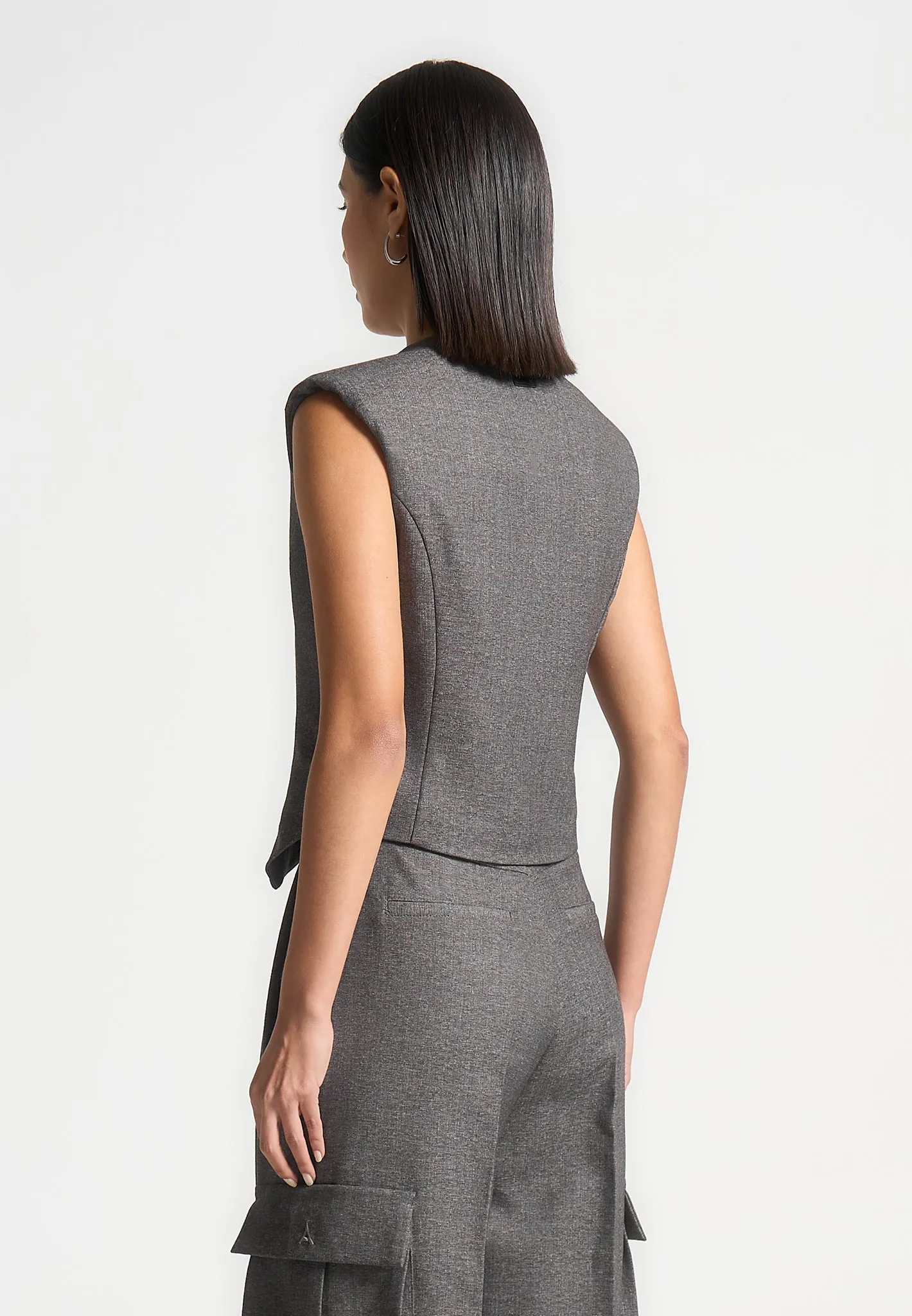 Tailored Drape Patterns Sharp Tailored Wear Laurence - Textured Tailored Wrap Waistcoat - Grey Marl