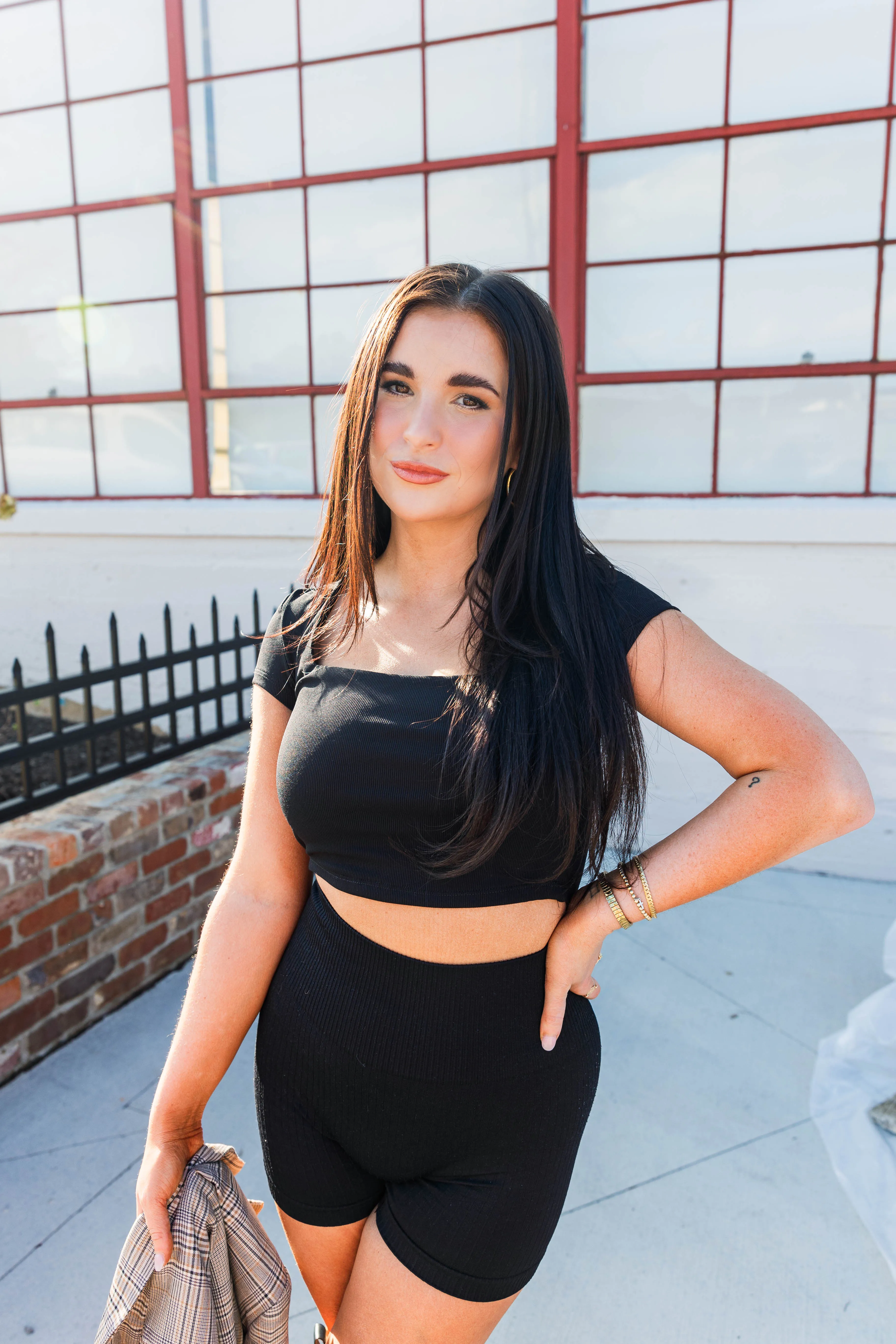 Sleek Ribbed Crop Top- Black Tagless Neckline