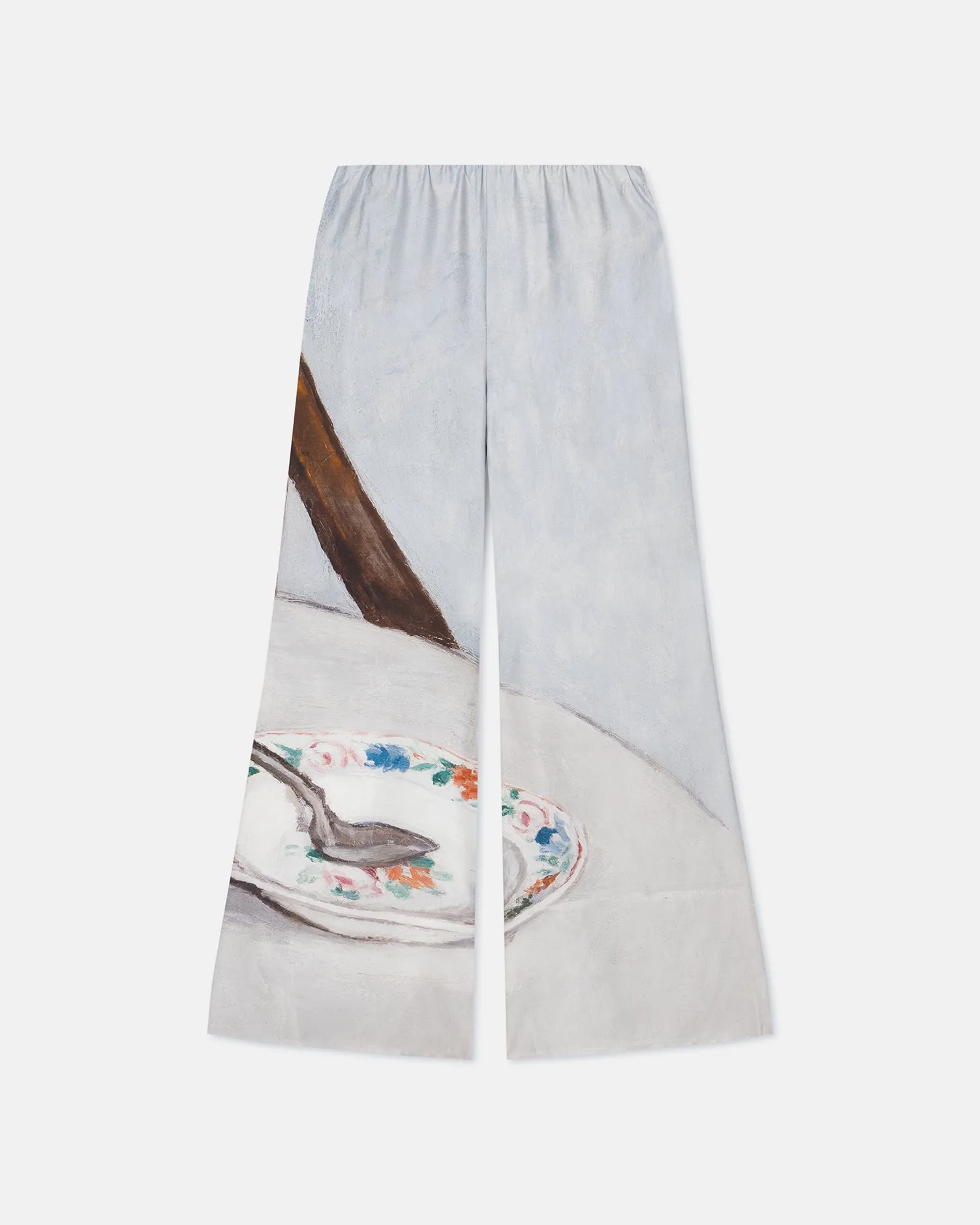 Water resistant coating Milon - Printed Flared Silk Twill Pants - Poppyseed Cake