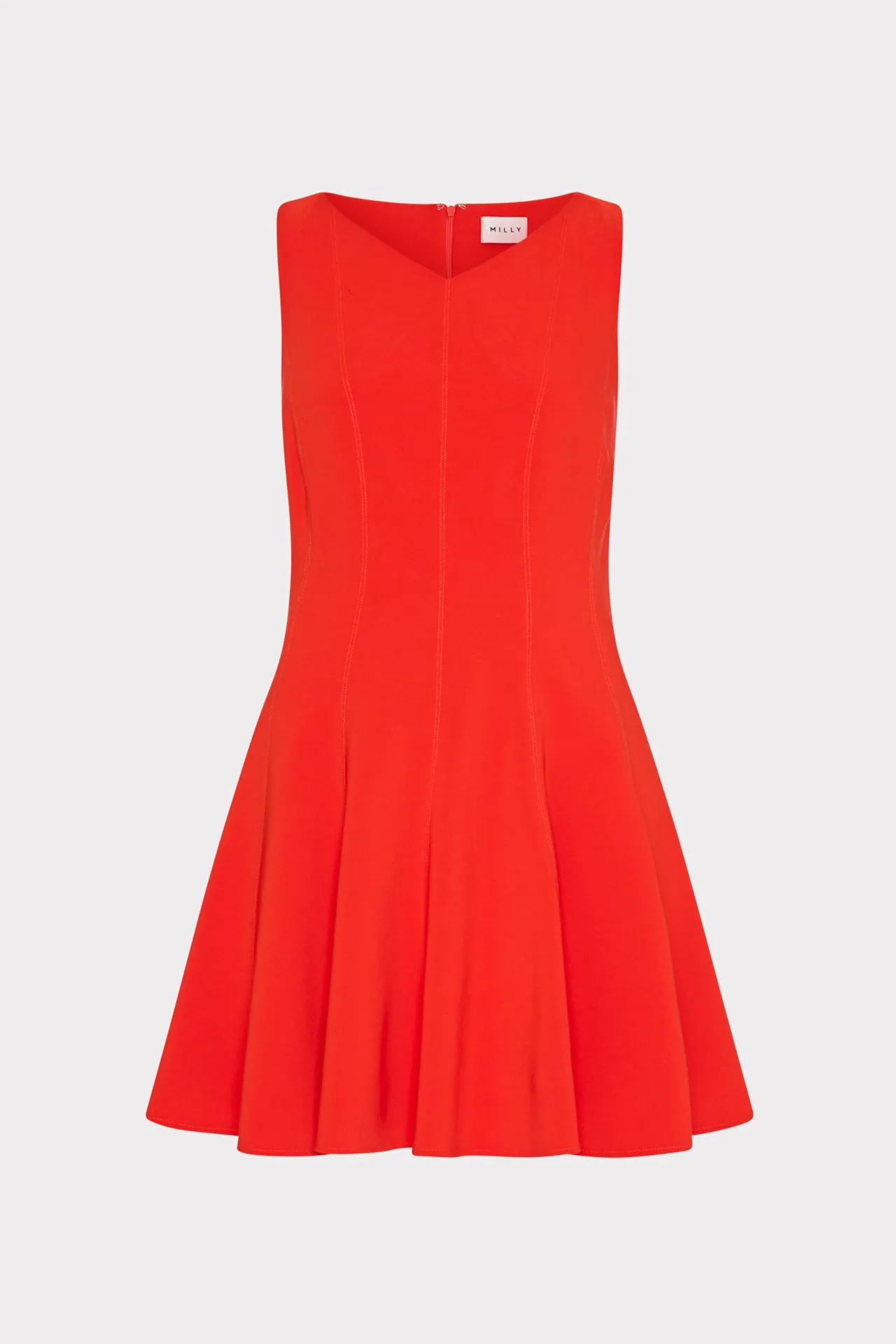 Panelled-Design Sleeveless Stretch Cady Fit And Flare Dress