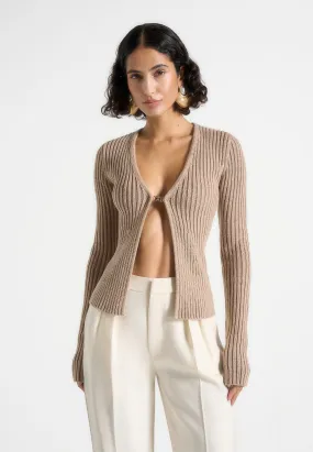 Hypoallergenic fabric Marisa - 2-In-1 Knit Bandeau Cardigan - Beige