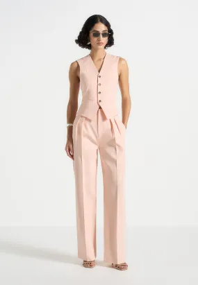 Tailored Wear Sleek Look Julie - Tailored Twin Pleat Trousers - Peach