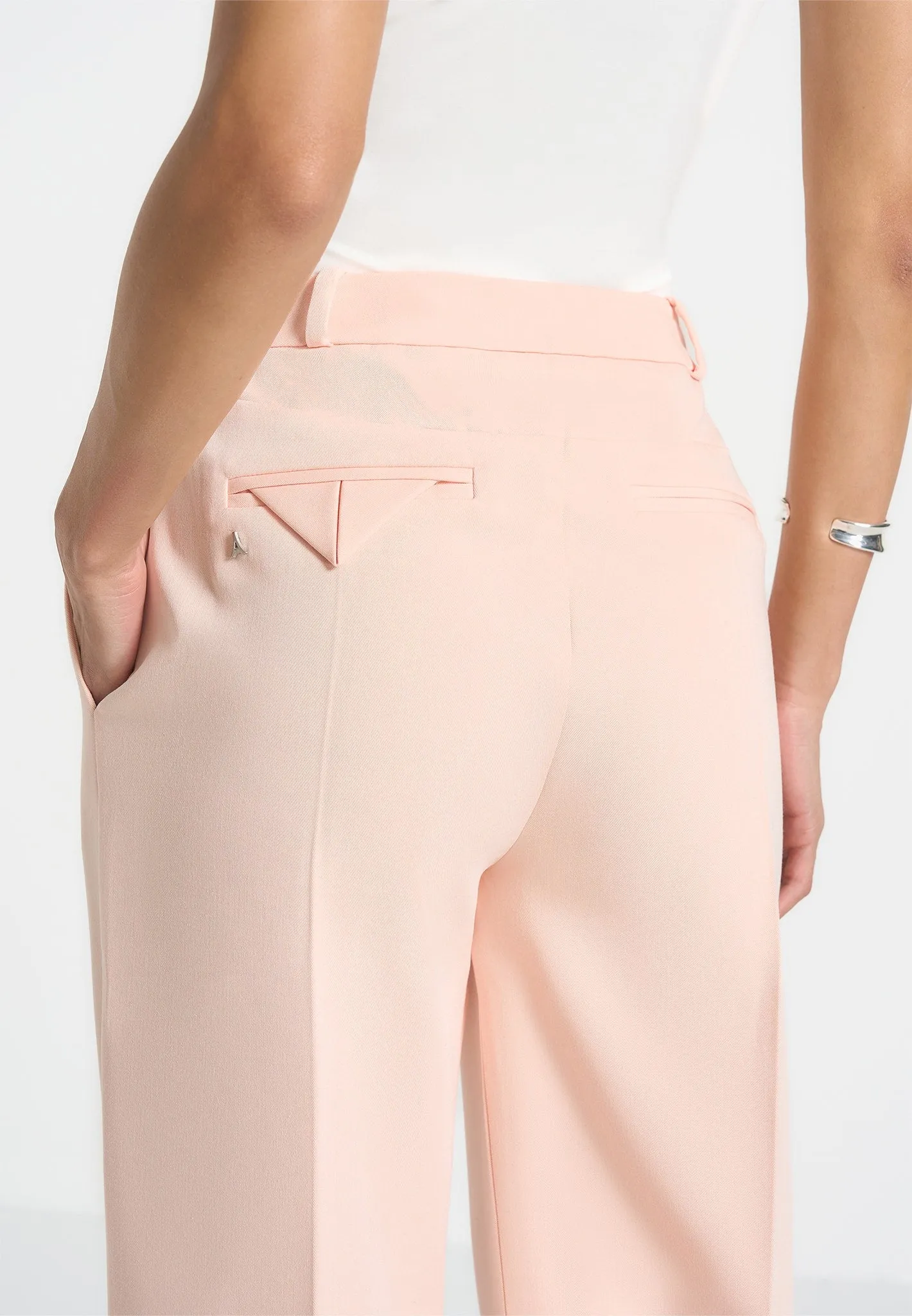 Julie - Tailored Twin Pleat Trousers - Peach Elegant Layers