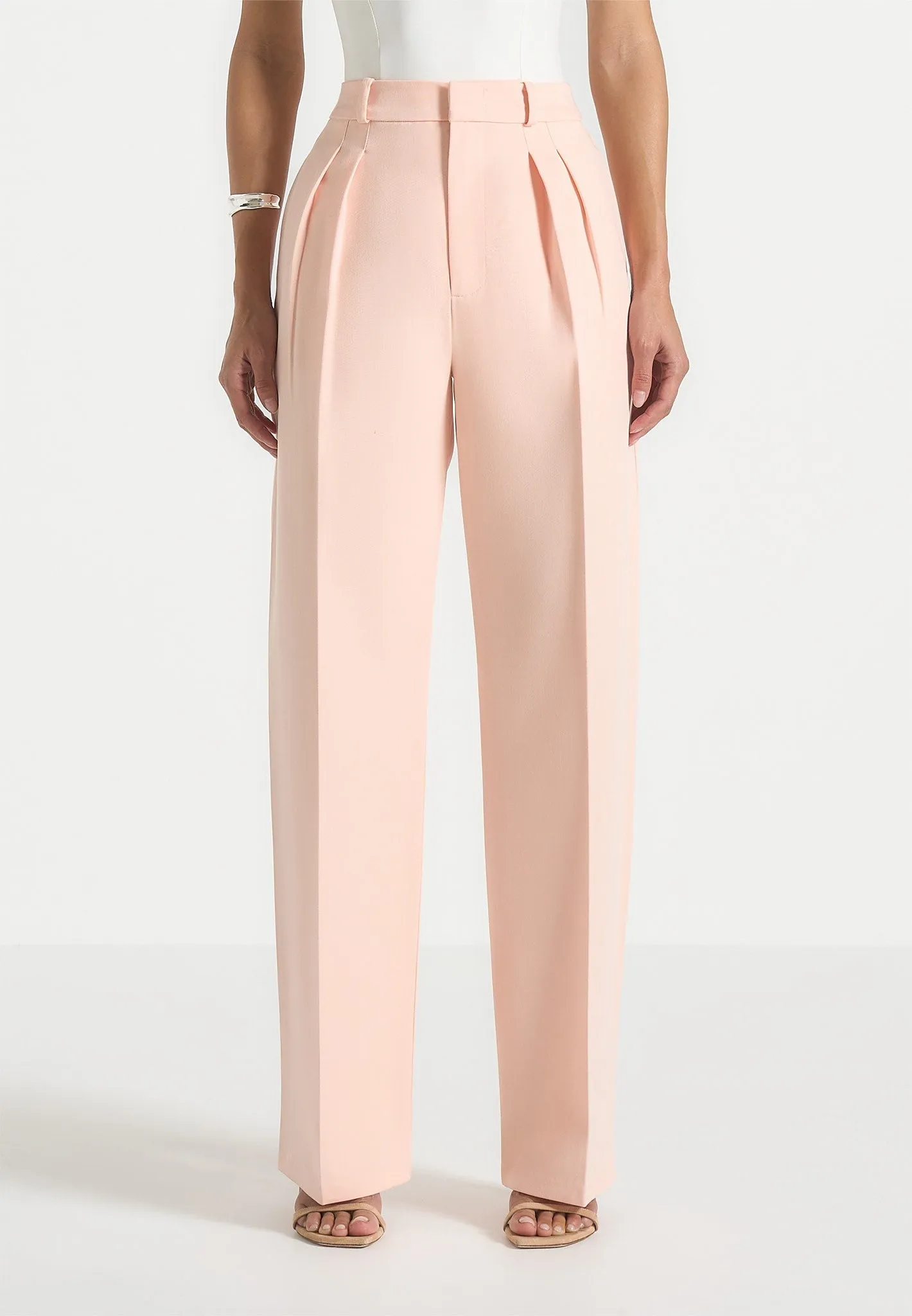 Casual Wear Business Precision Julie - Tailored Twin Pleat Trousers - Peach