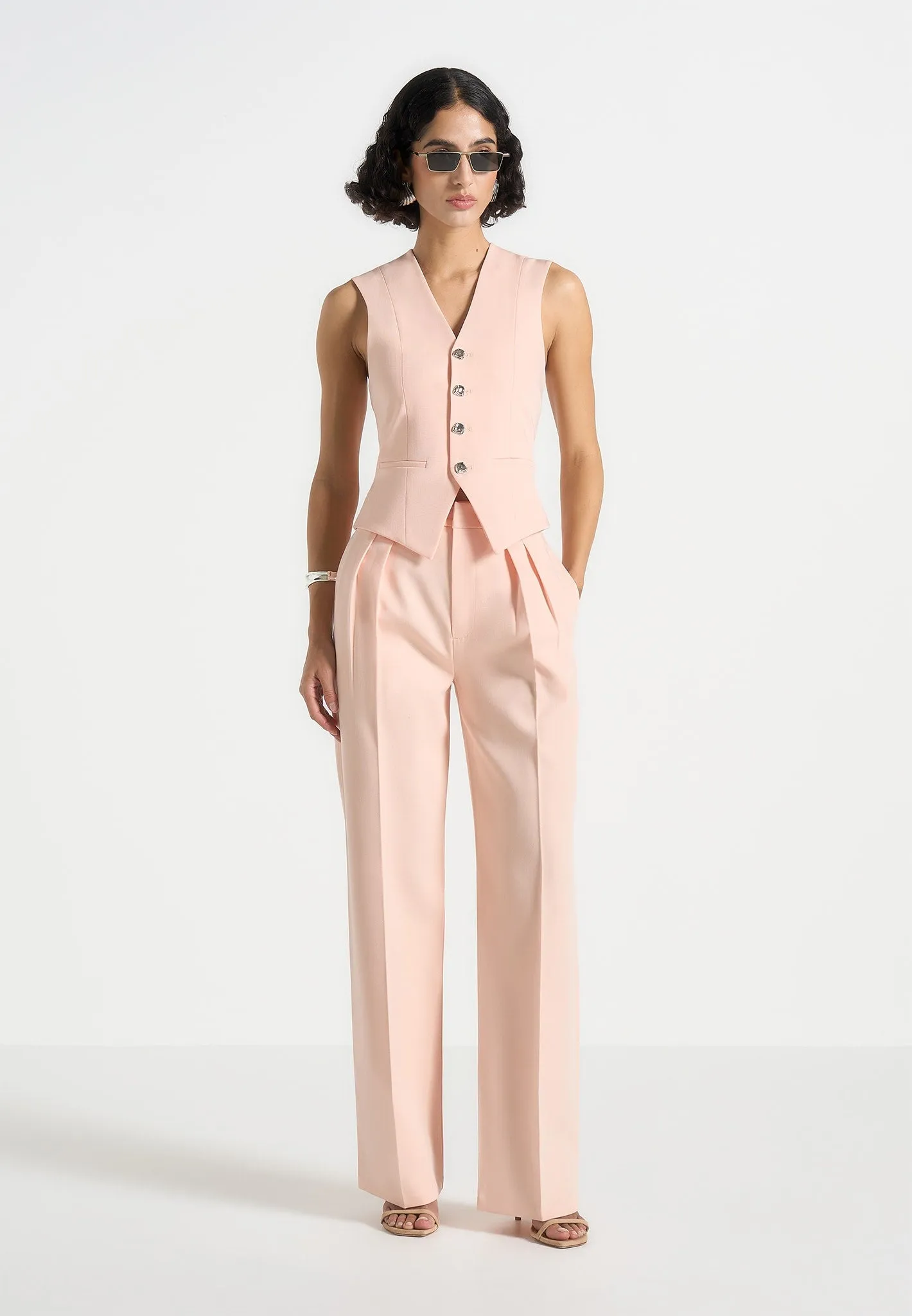Tailored Wear Sleek Look Julie - Tailored Twin Pleat Trousers - Peach