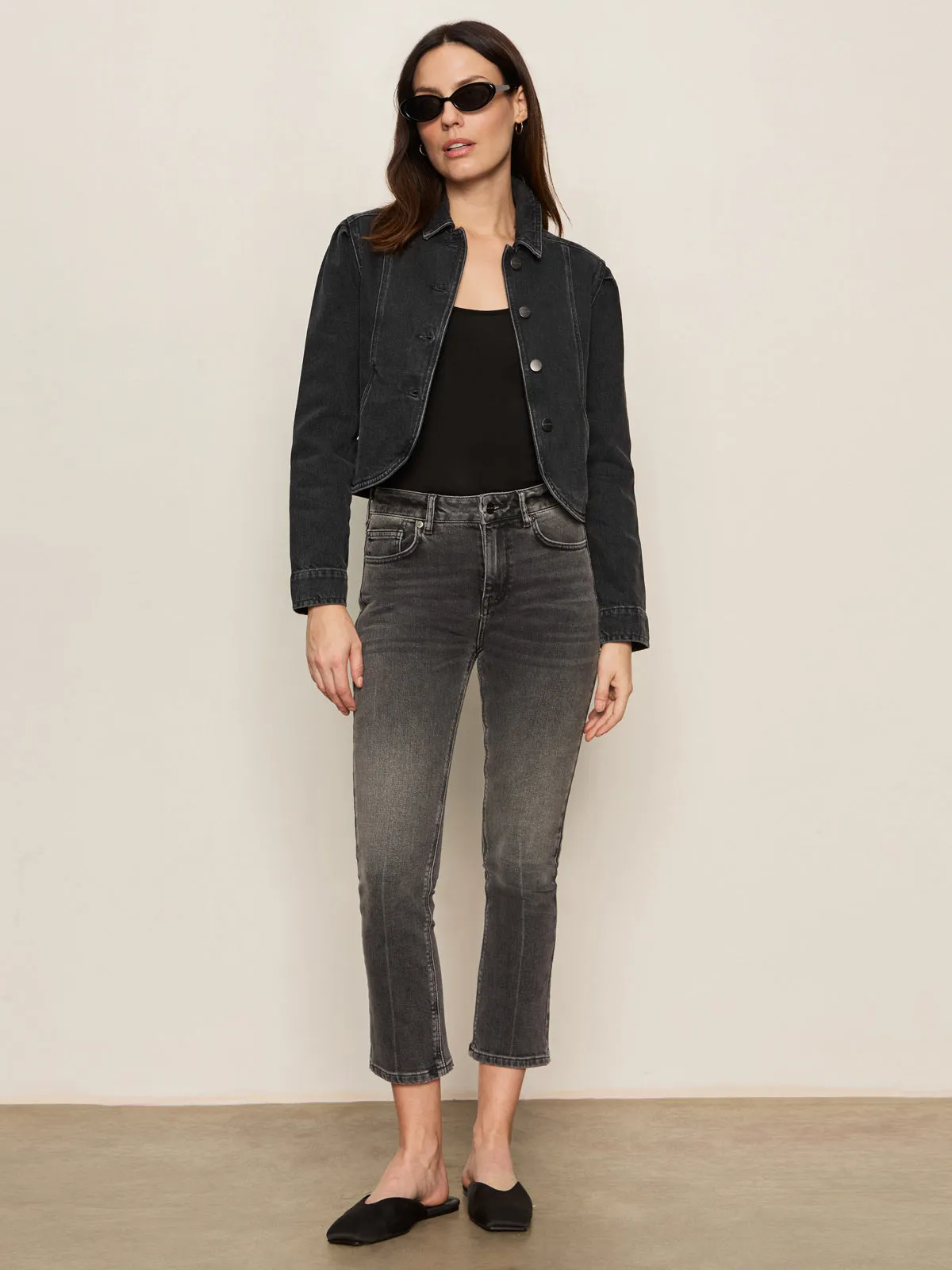 Astra Kick Crop Jean Washed Black Denim Quality Staple Modern Minimalist Rainy Day