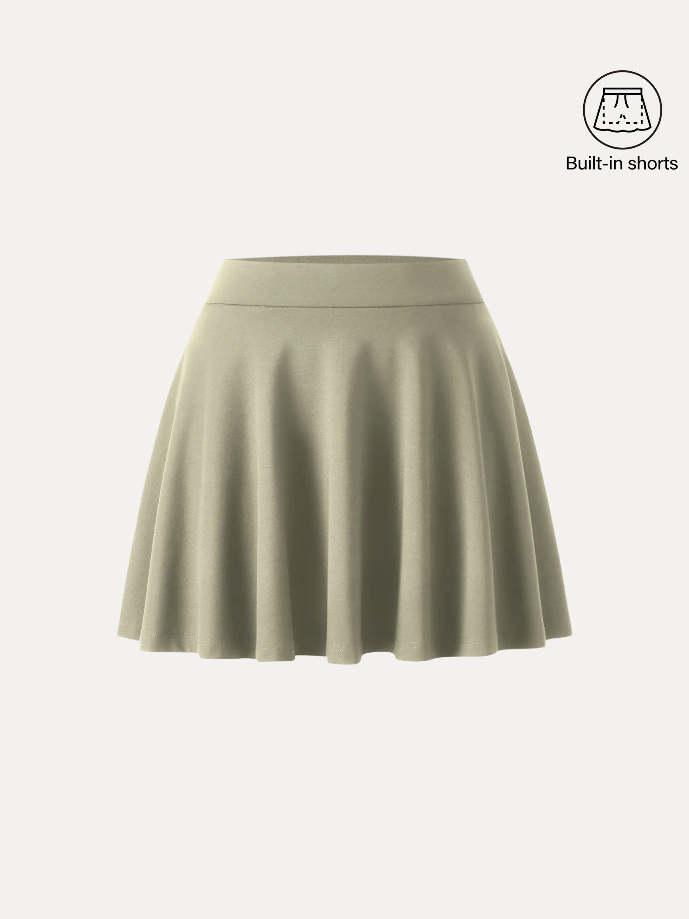 Bamboo Ponte A-line Circle Skirt with Built-in Shorts and Pockets Metallic accents