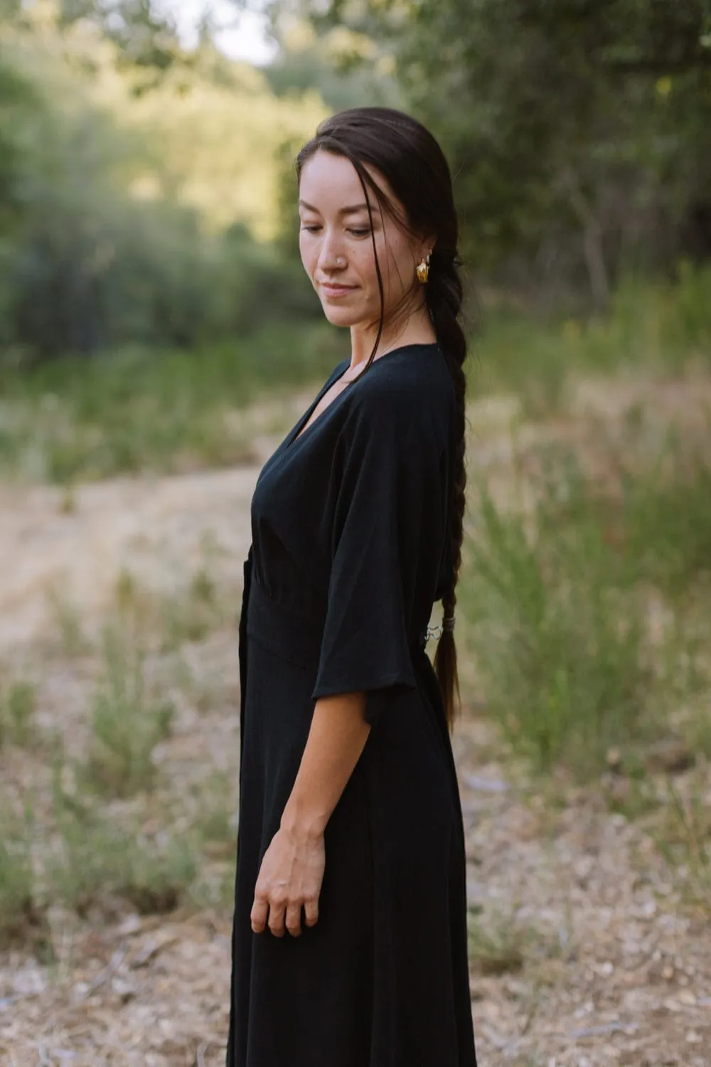 Layer Base Layer Safe Finley Dress in Black Linen