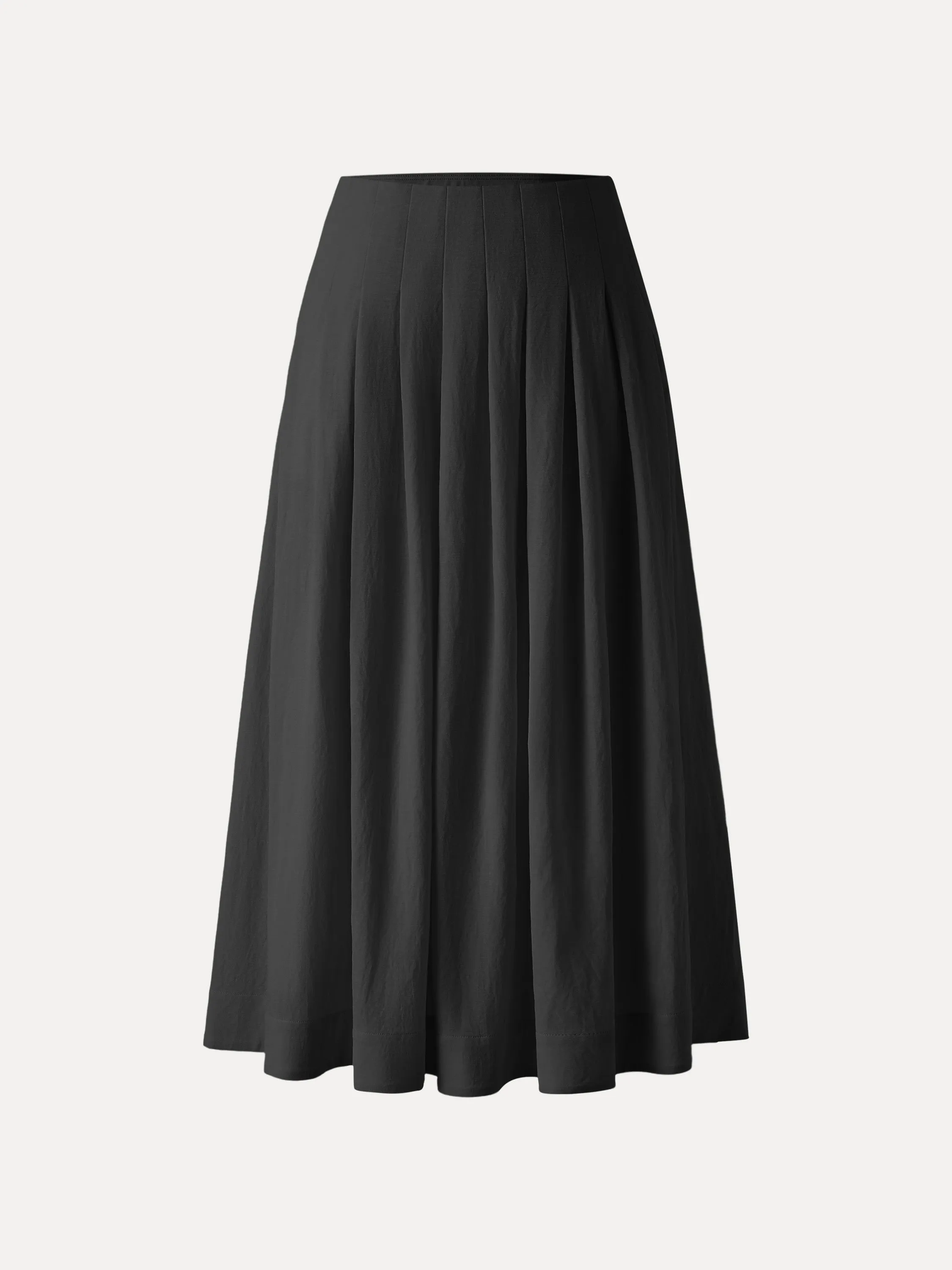 Wrinkle-resistant Cotton-linen Mid Rise Pleated Midi Skirt Temperature Regulating