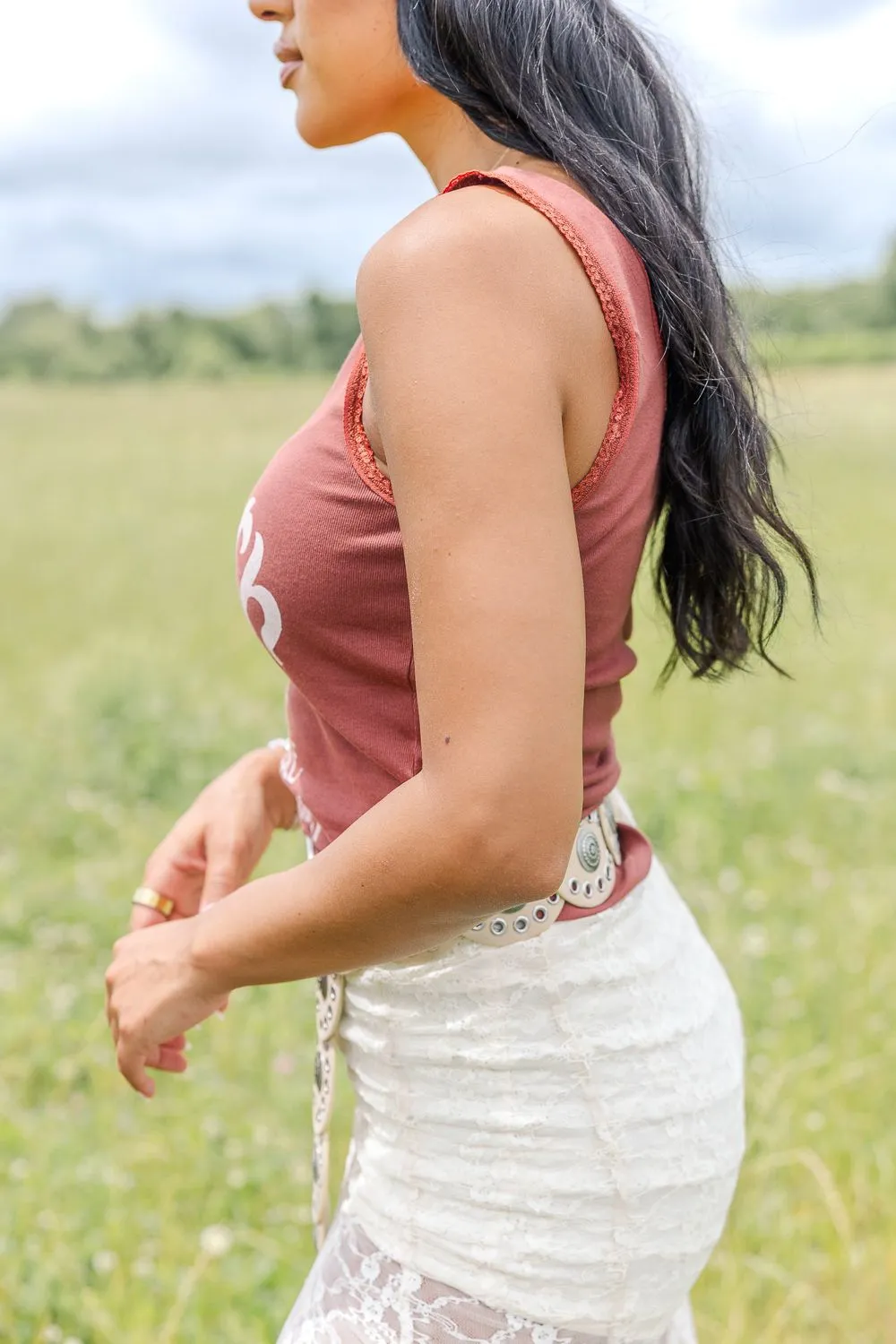 Smooth as Tennessee Whiskey Lace Tank stain resistant coating