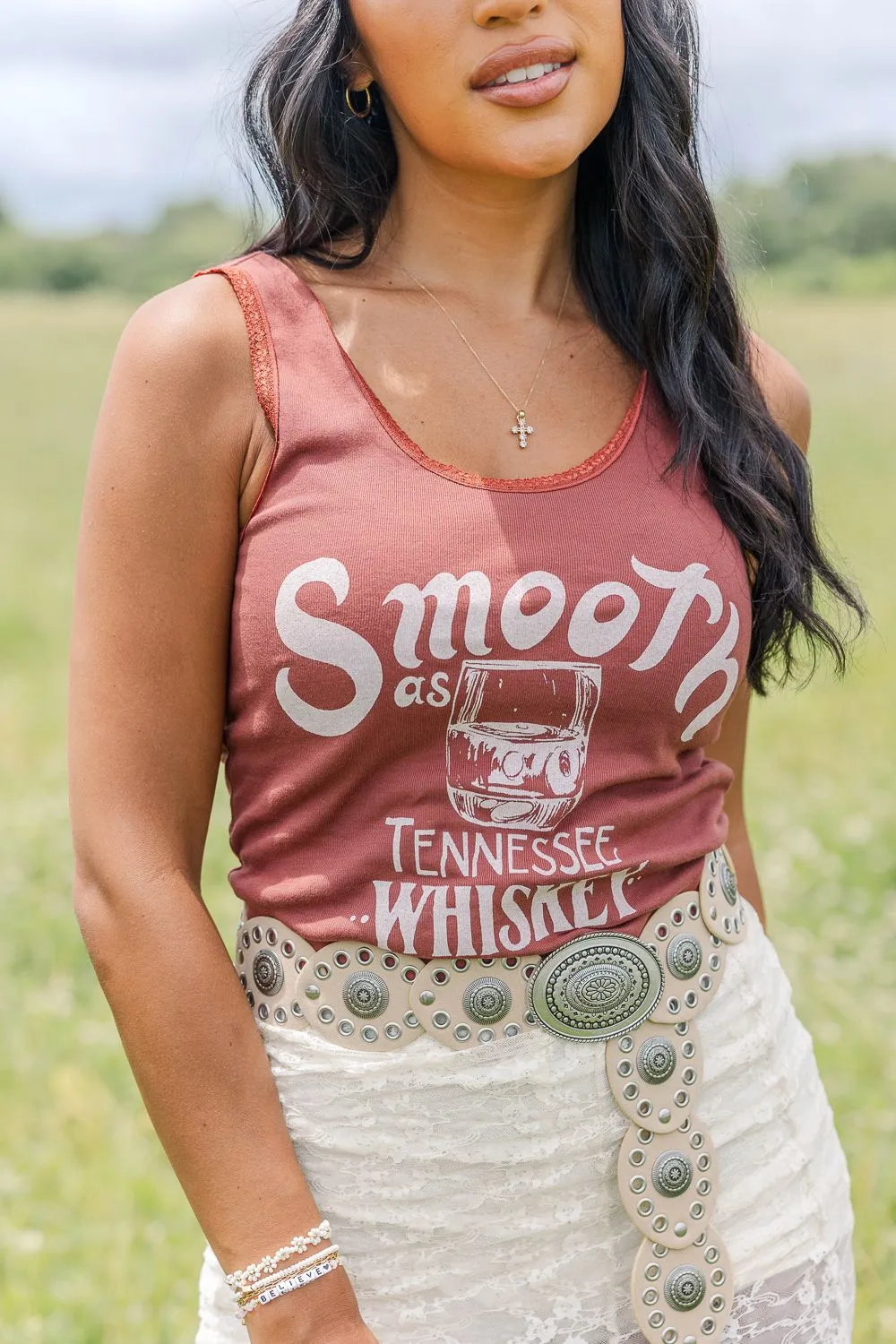 EasyClean Layered Shoulder Smooth as Tennessee Whiskey Lace Tank