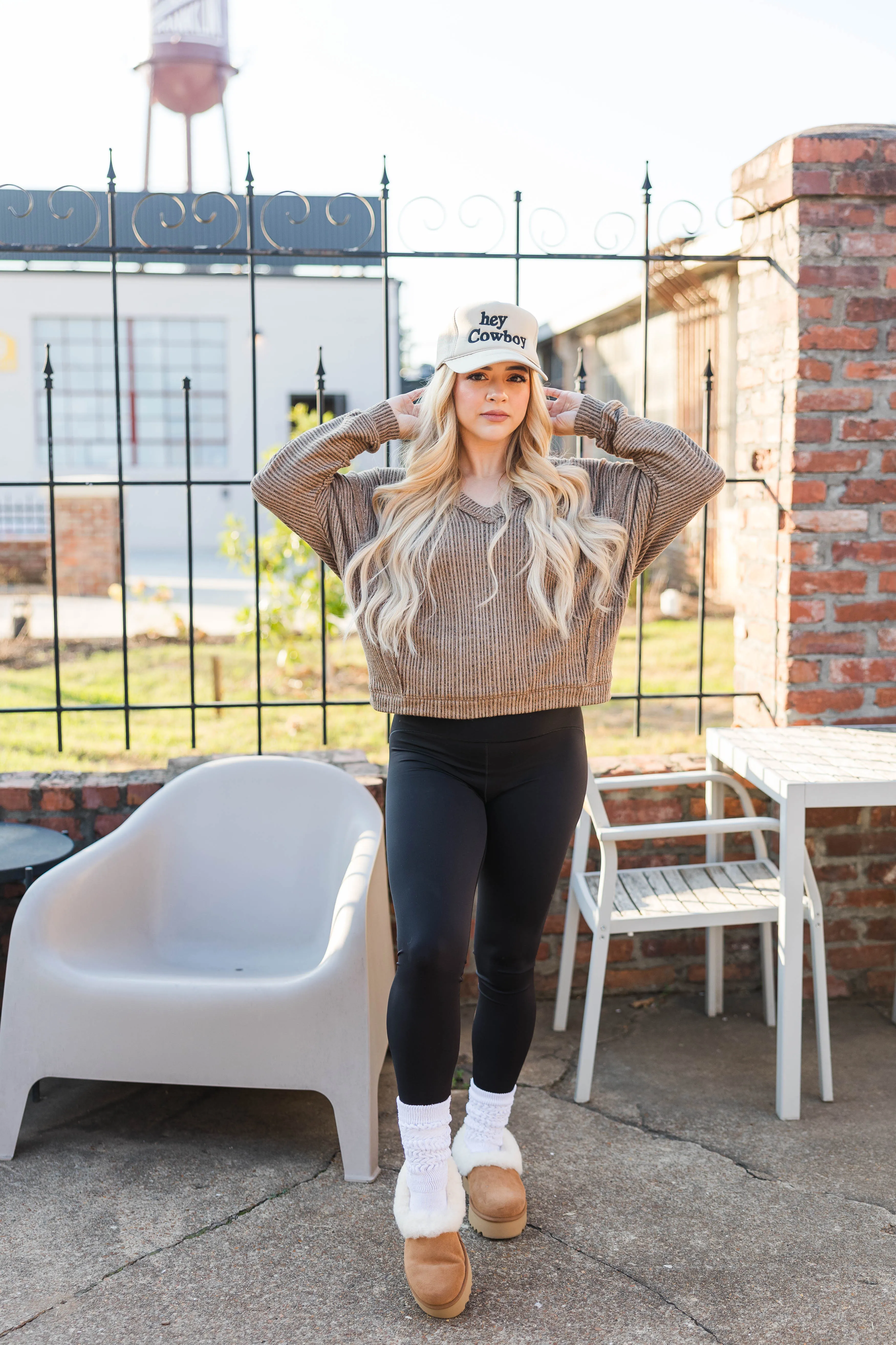 Summer Polo DurableReinforcement Hillsboro V Neck Sweater- Tan