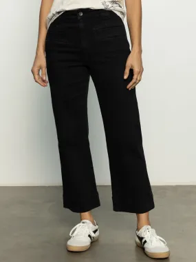 Voyage Standard High Rise Crop Pant Black Printed design