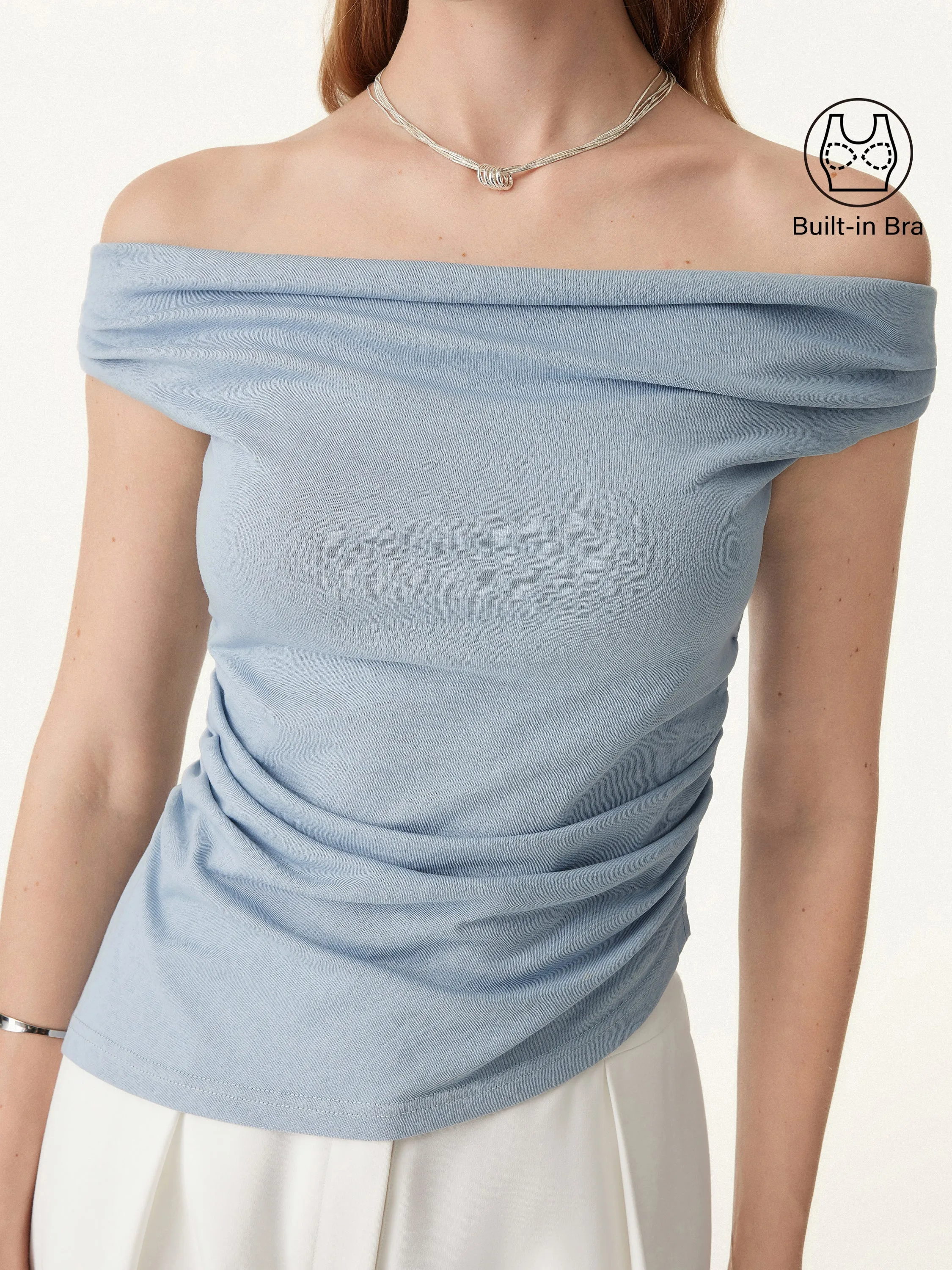 SweatGuard Lining Cold Shoulder Cotton-Linen Gathered New Airy Brami