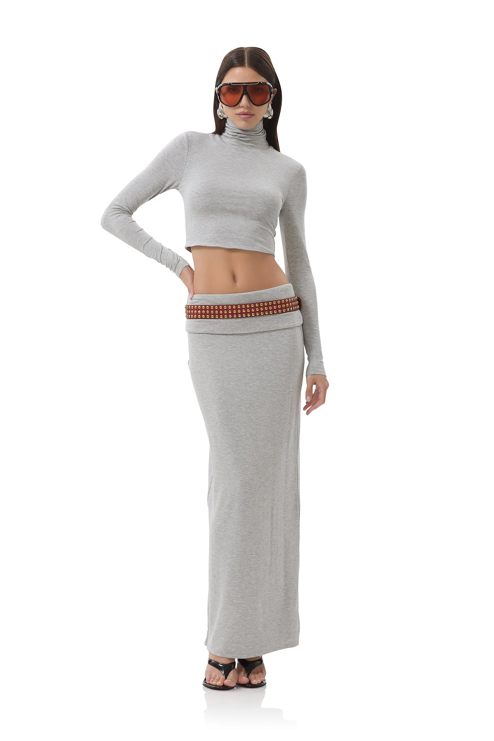 TaglessCollars Micaela Crop Turtleneck - Heather Grey