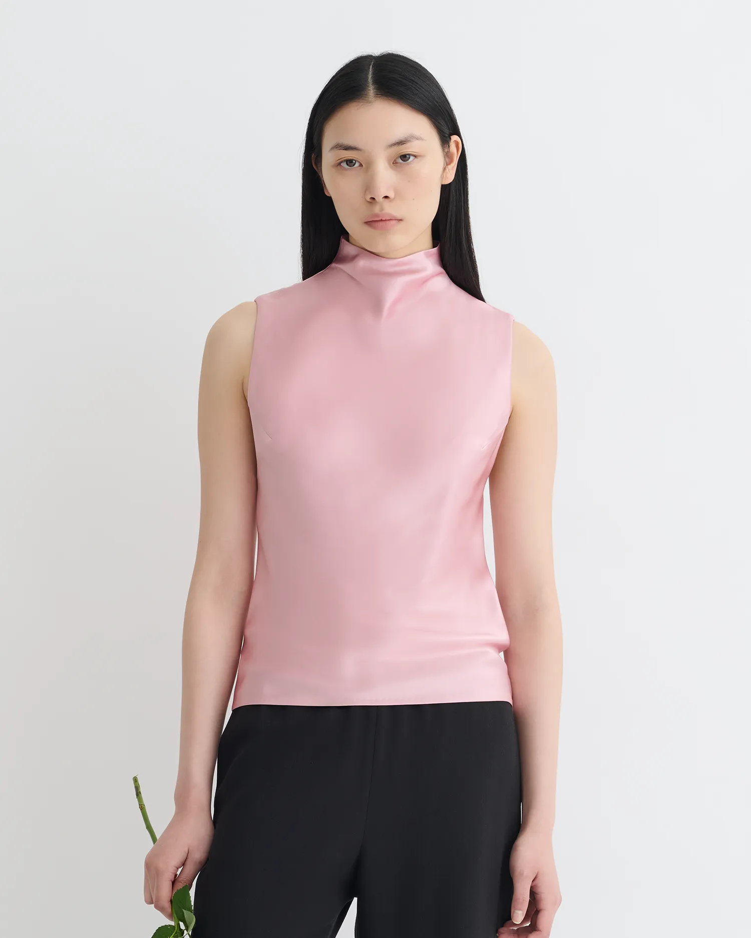 QuickDrying Easy Fit Colson - Slip Satin Turtleneck Top - Pink