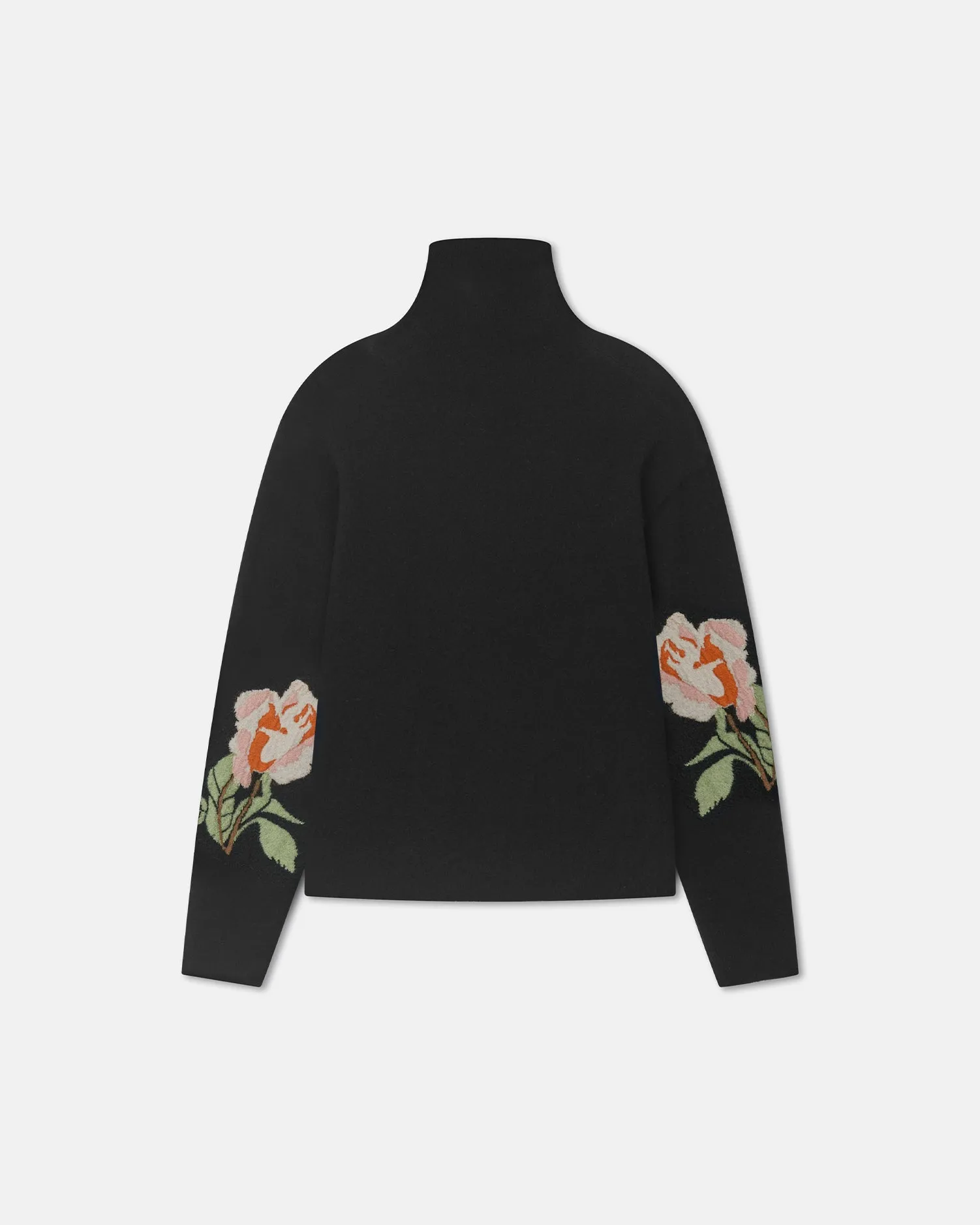 Frannie - Turtleneck Sweater - Black/Roses Winter Travel Compression Fit Technology