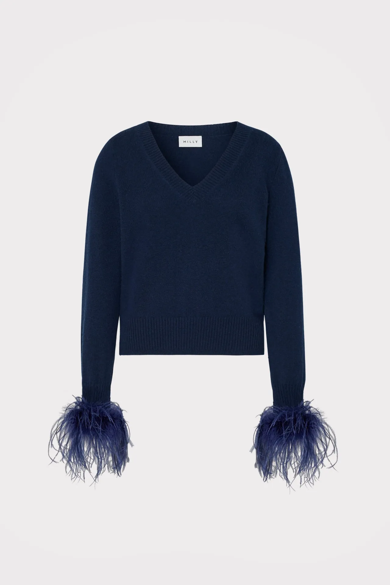 Fashionable Style SoftTouchFinish Feather Cuff V-Neck Sweater