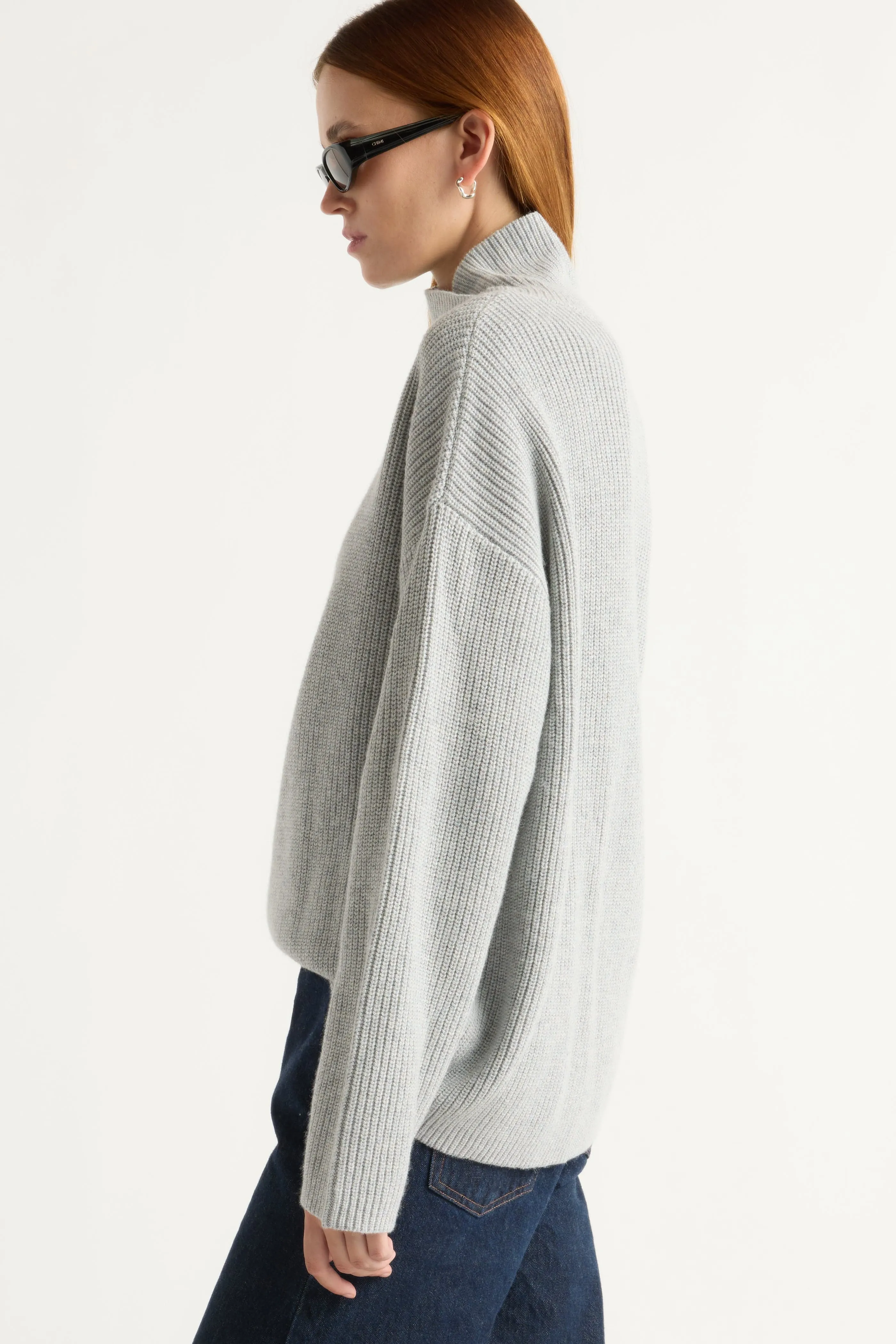Winter Ready Layer Machine washable Daria Wrap-Neck Organic Cotton-Wool Sweater