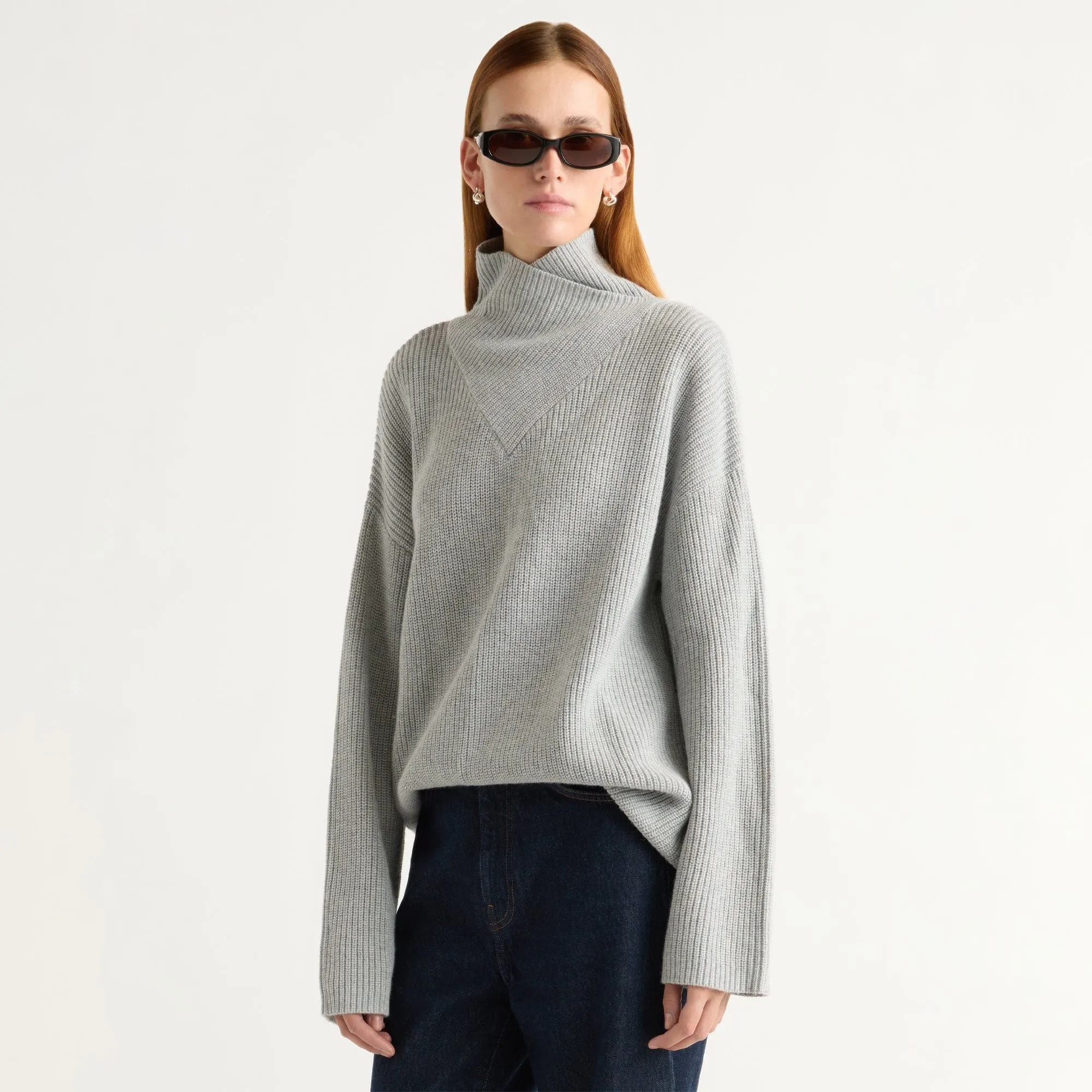 Winter Fashionable Drop Shoulder Daria Wrap-Neck Organic Cotton-Wool Sweater