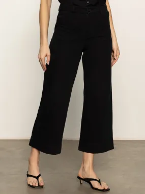 Soft Marine Wide Leg Standard Rise Crop Pant Black Flexible Seam